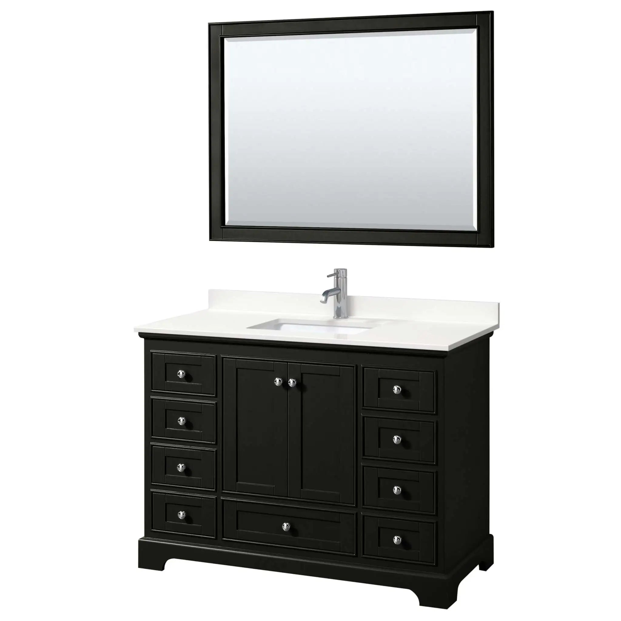 48" Deborah Single Bathroom Vanity in Dark Espresso with Polished Chrome Trim & 46" Mirror by Wyndham