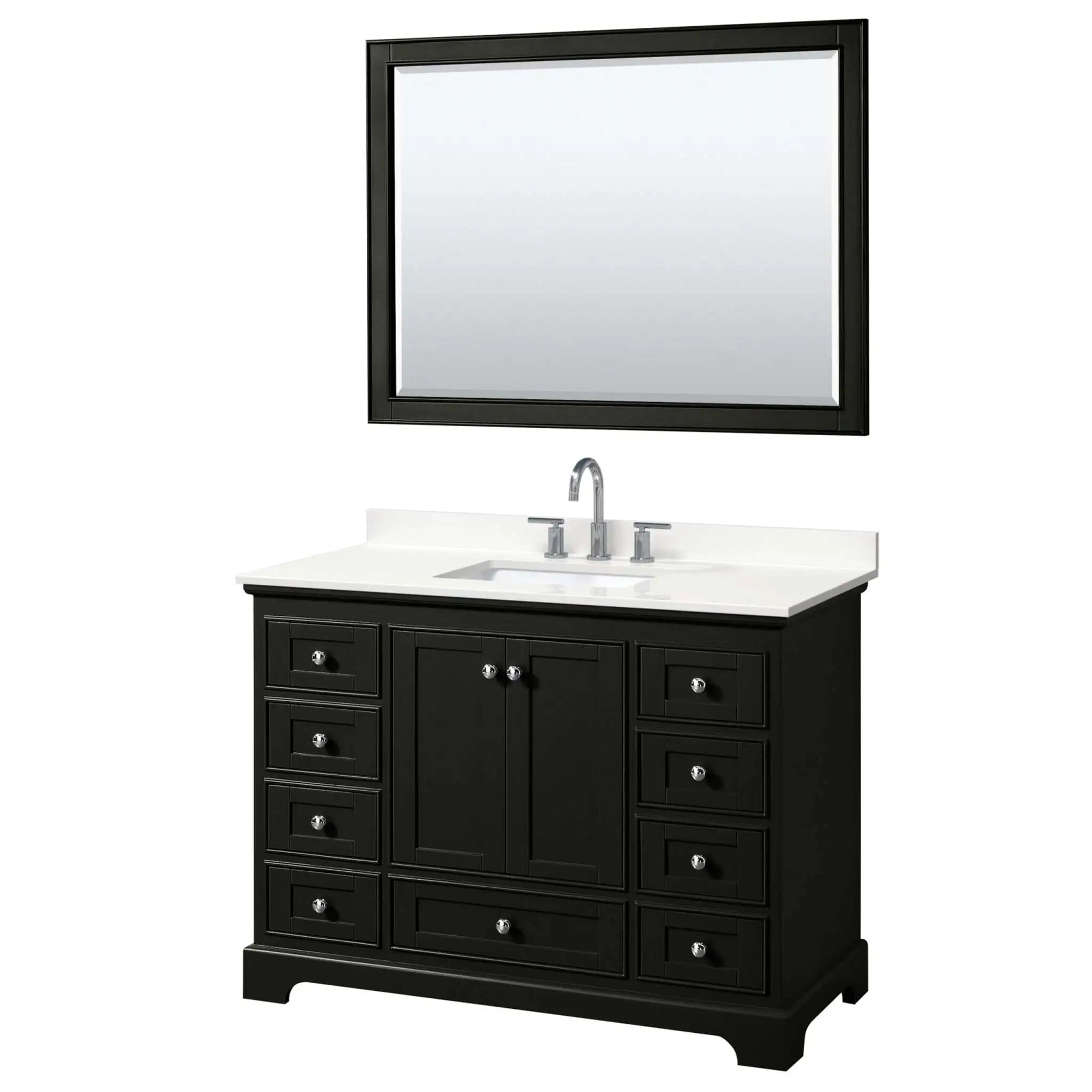 48" Deborah Single Bathroom Vanity in Dark Espresso with Polished Chrome Trim & 46" Mirror by Wyndham