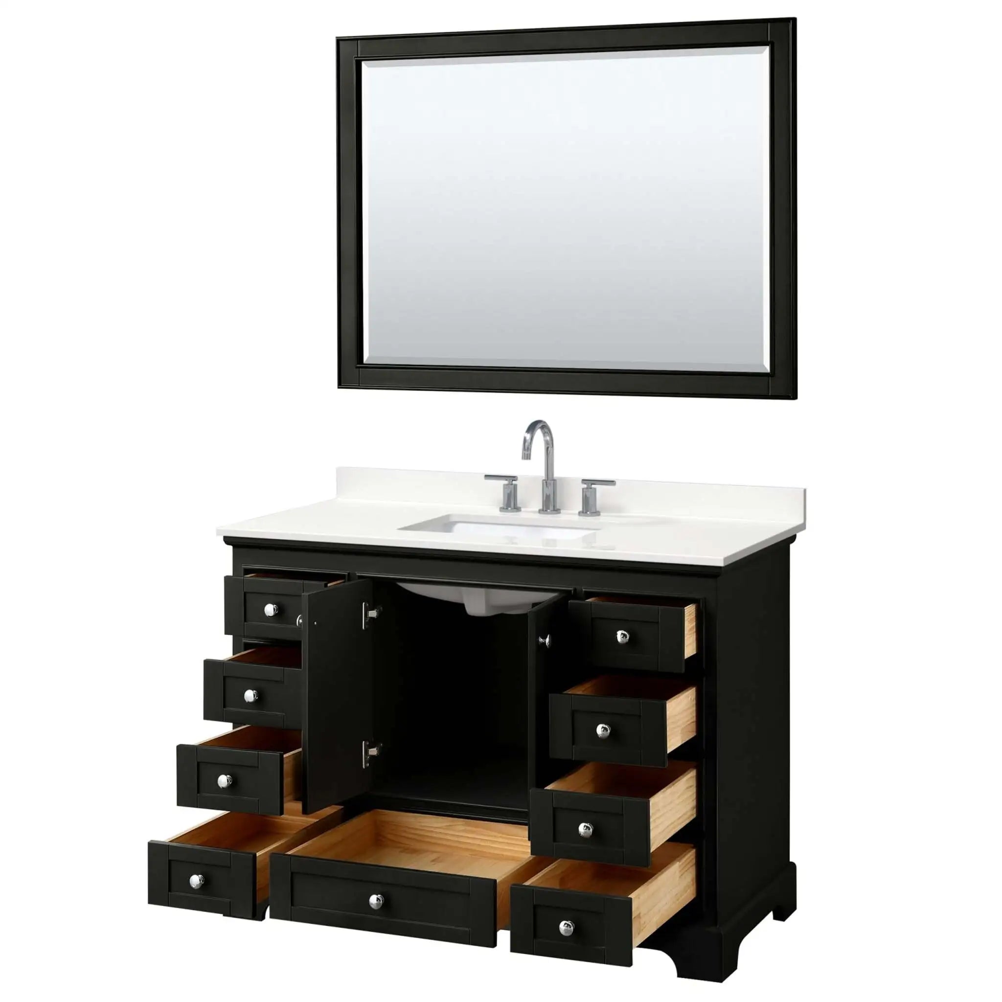 48" Deborah Single Bathroom Vanity in Dark Espresso with Polished Chrome Trim & 46" Mirror by Wyndham