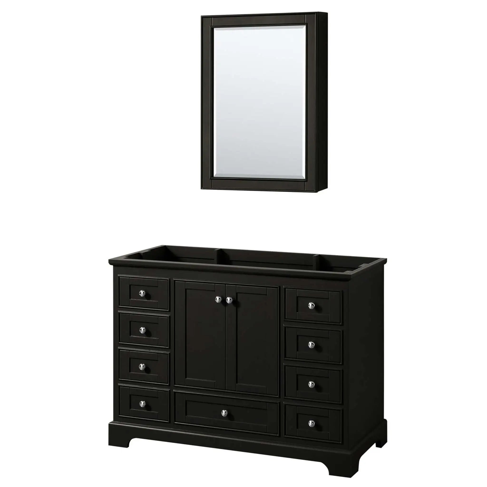 48" Deborah Single Bathroom Vanity in Dark Espresso with Polished Chrome Trim & Medicine Cabinet by Wyndham