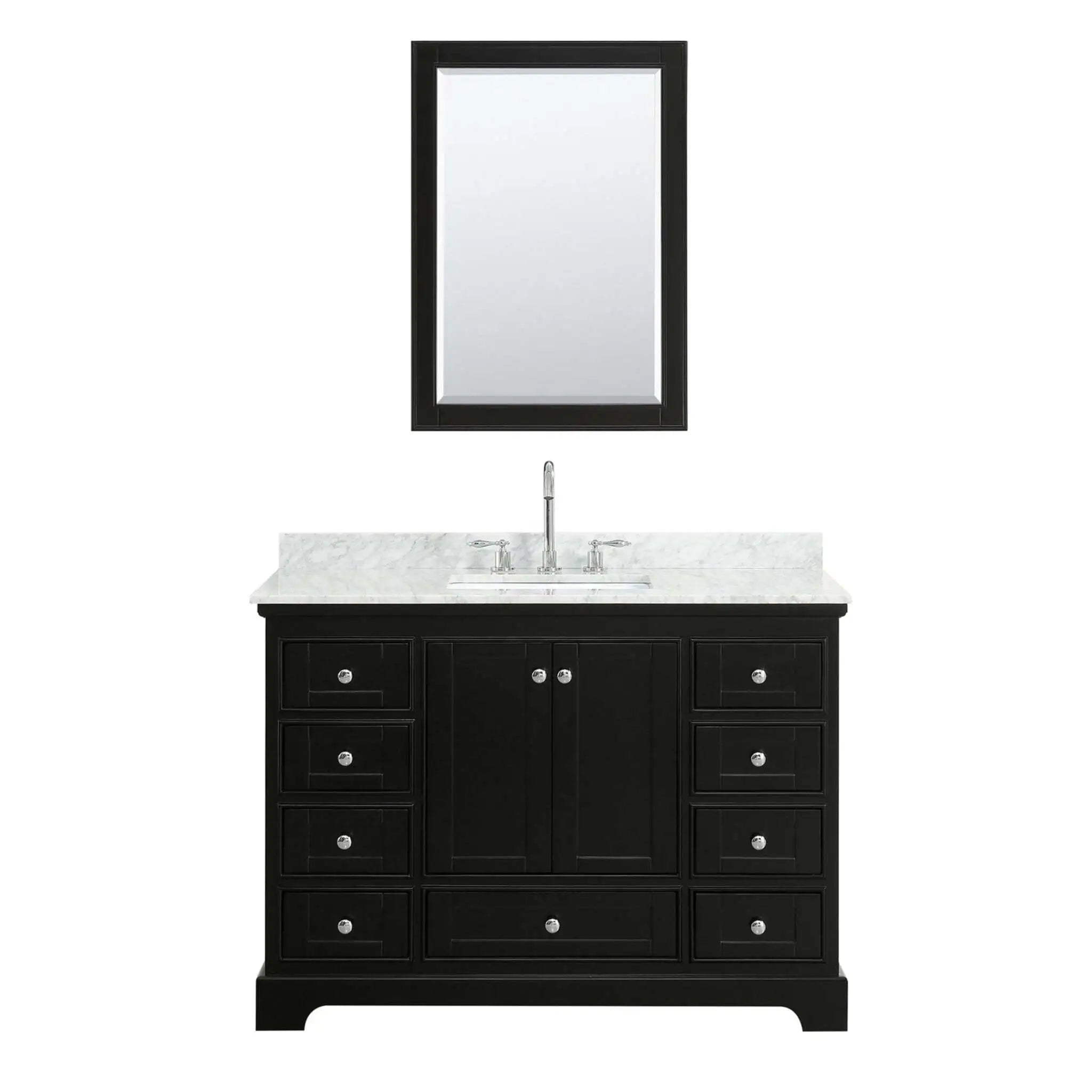 48" Deborah Single Bathroom Vanity in Dark Espresso with Polished Chrome Trim & Medicine Cabinet by Wyndham