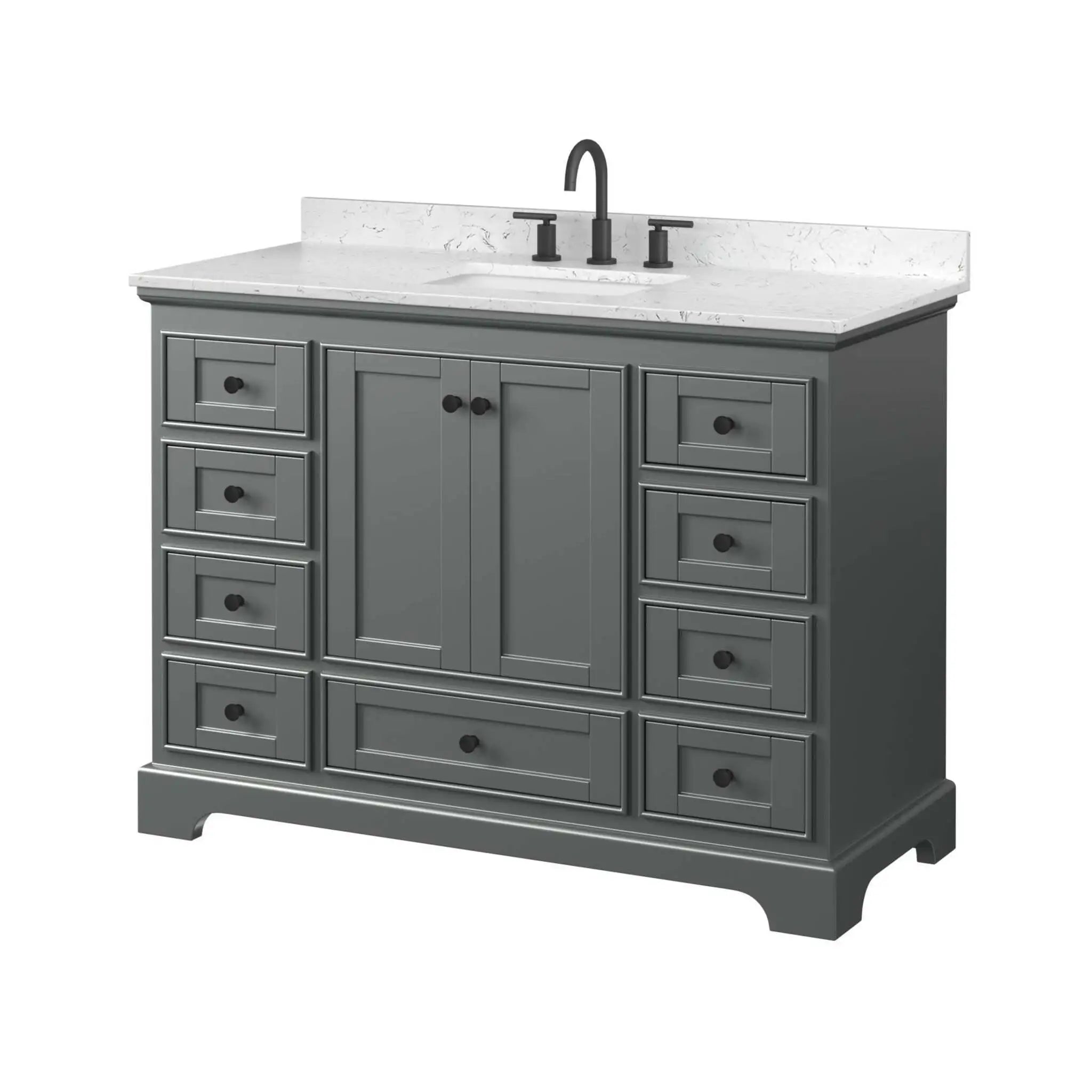 48" Deborah Single Bathroom Vanity in Dark Gray with Matte Black Trim by Wyndham