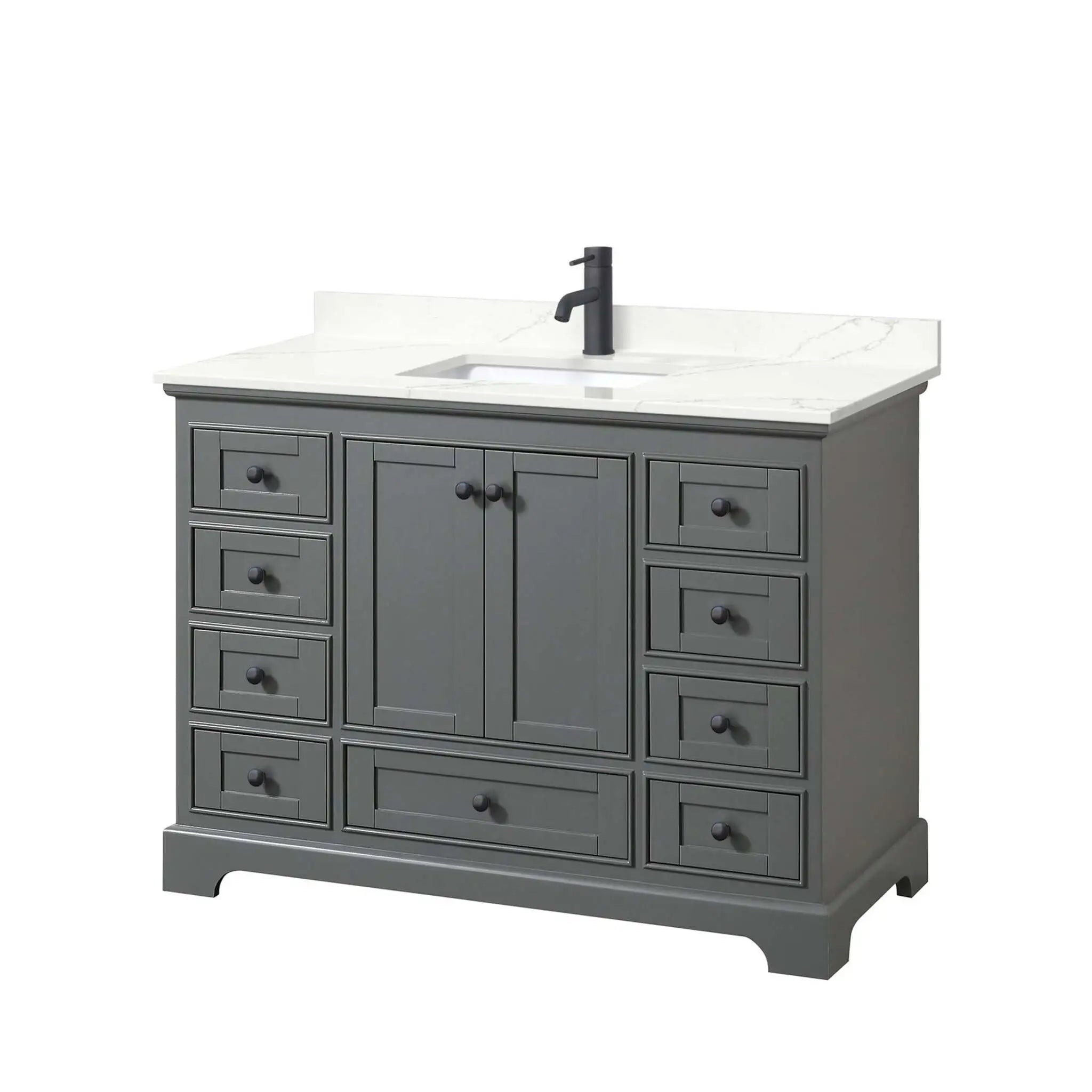48" Deborah Single Bathroom Vanity in Dark Gray with Matte Black Trim by Wyndham