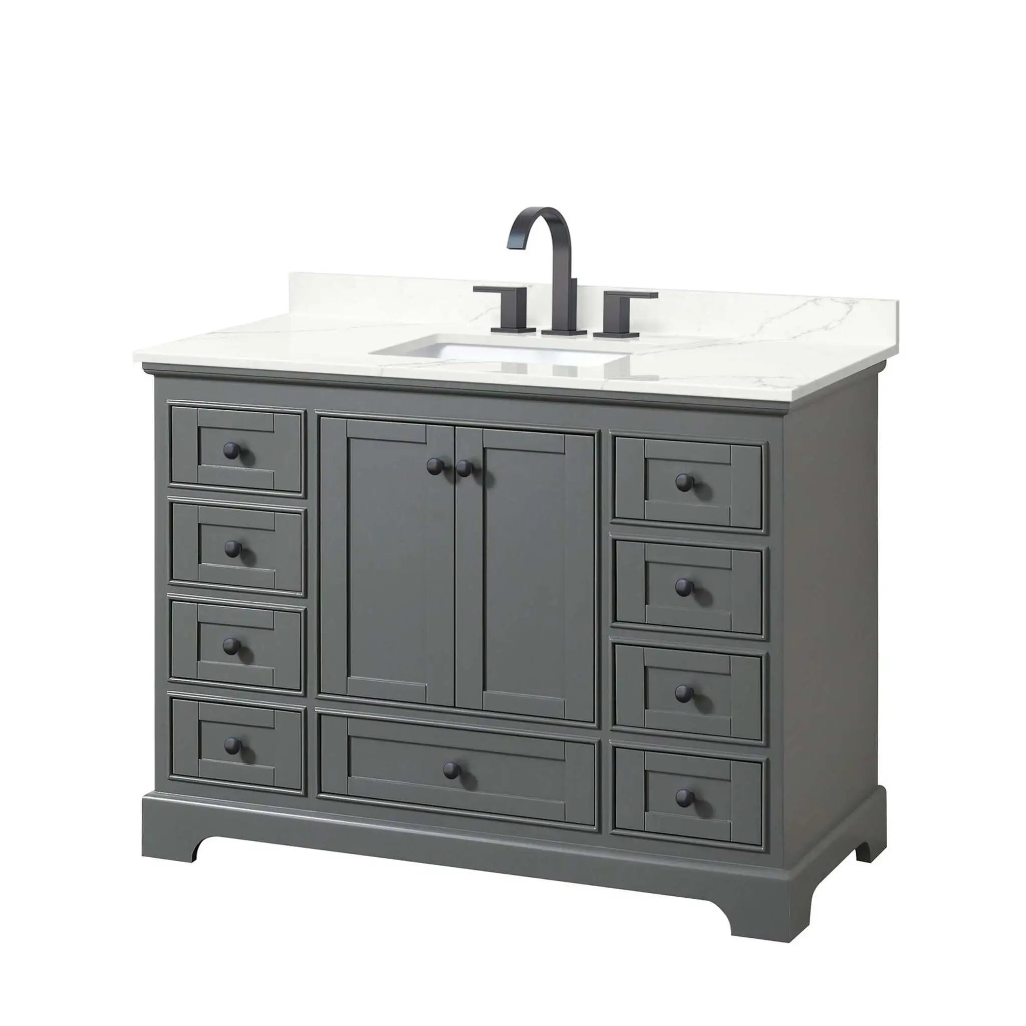48" Deborah Single Bathroom Vanity in Dark Gray with Matte Black Trim by Wyndham