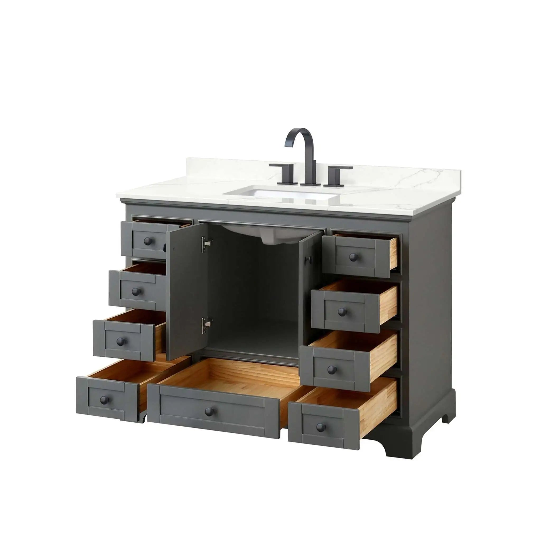 48" Deborah Single Bathroom Vanity in Dark Gray with Matte Black Trim by Wyndham