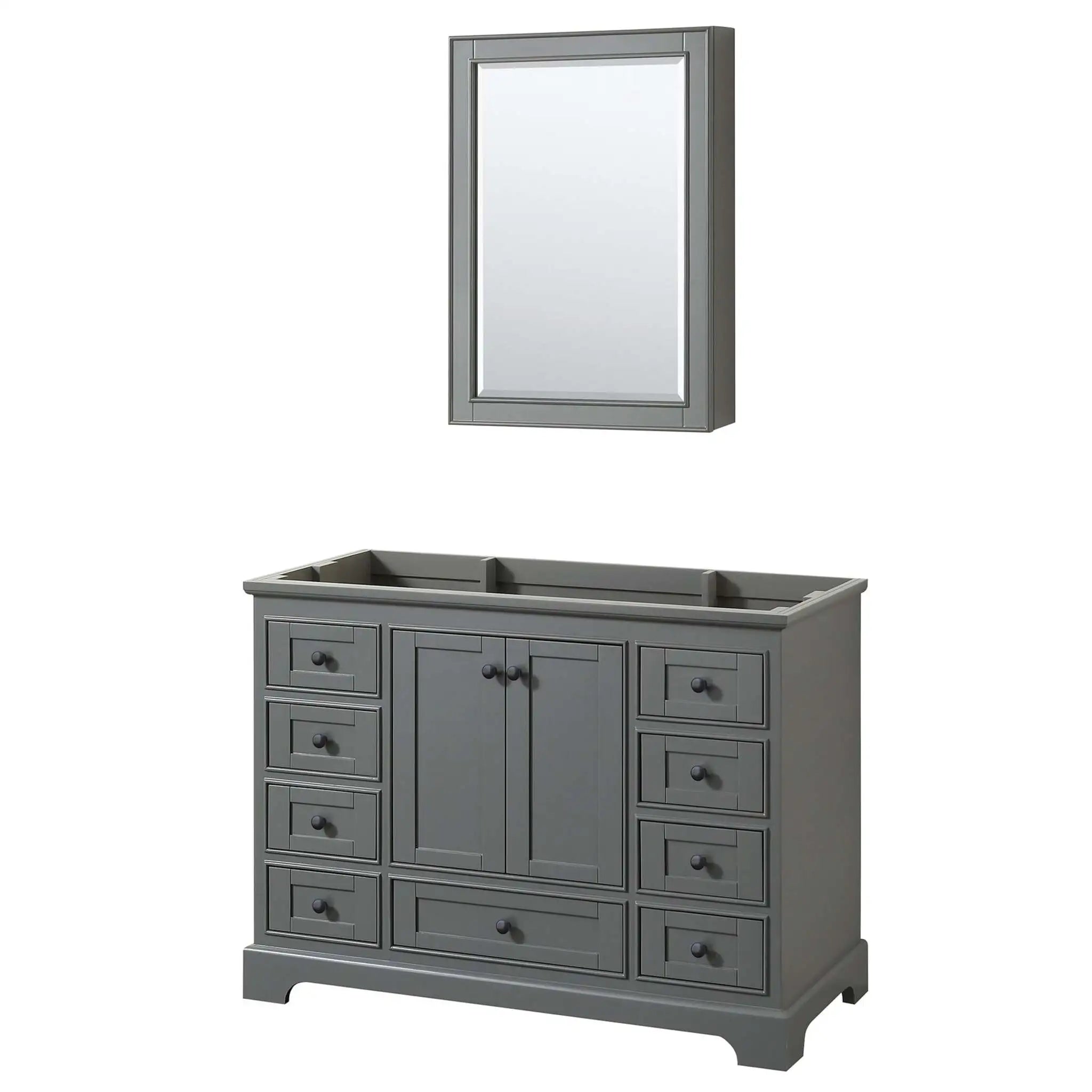 48" Deborah Single Bathroom Vanity in Dark Gray with Matte Black Trim & Medicine Cabinet by Wyndham