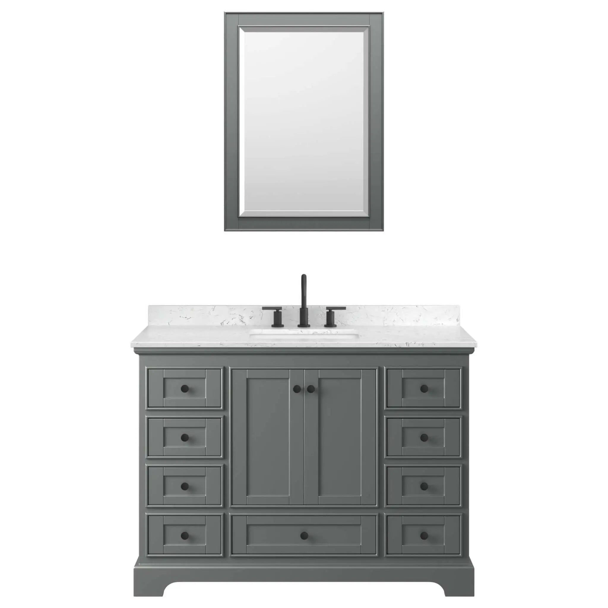 48" Deborah Single Bathroom Vanity in Dark Gray with Matte Black Trim & Medicine Cabinet by Wyndham