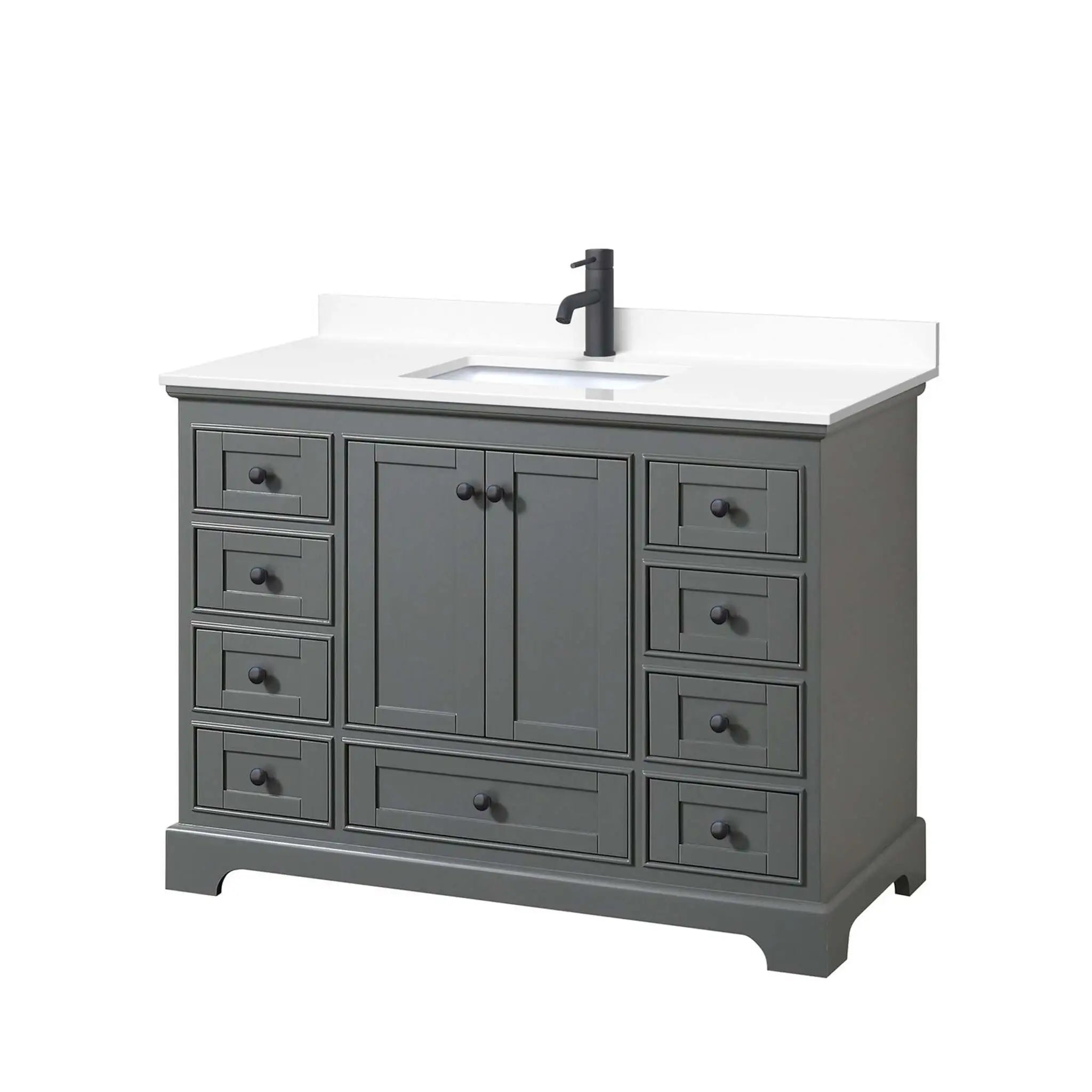 48" Deborah Single Bathroom Vanity in Dark Gray with Matte Black Trim by Wyndham