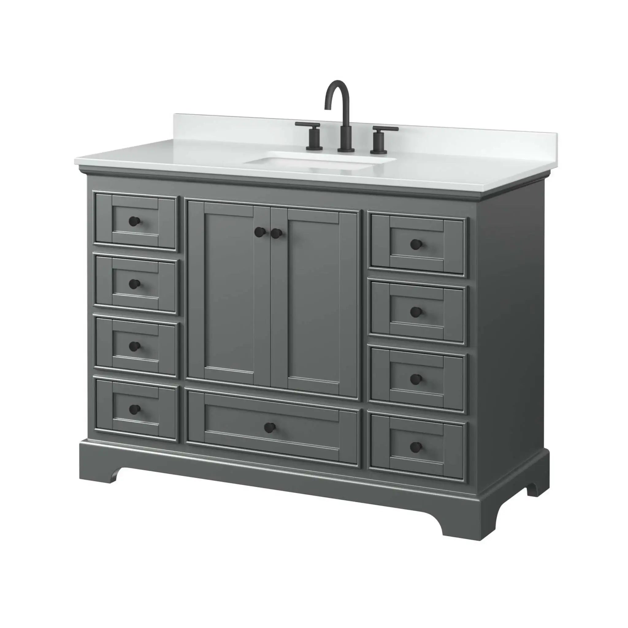 48" Deborah Single Bathroom Vanity in Dark Gray with Matte Black Trim by Wyndham