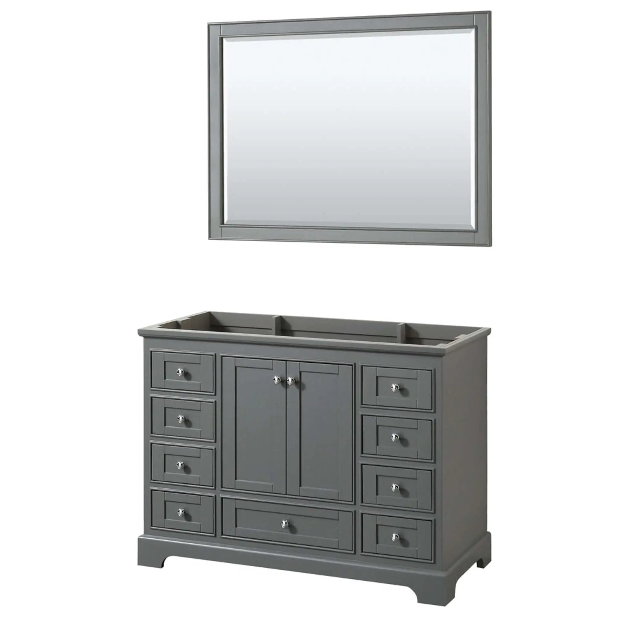 48" Deborah Single Bathroom Vanity in Dark Gray with Polished Chrome Trim & 46" Mirror by Wyndham