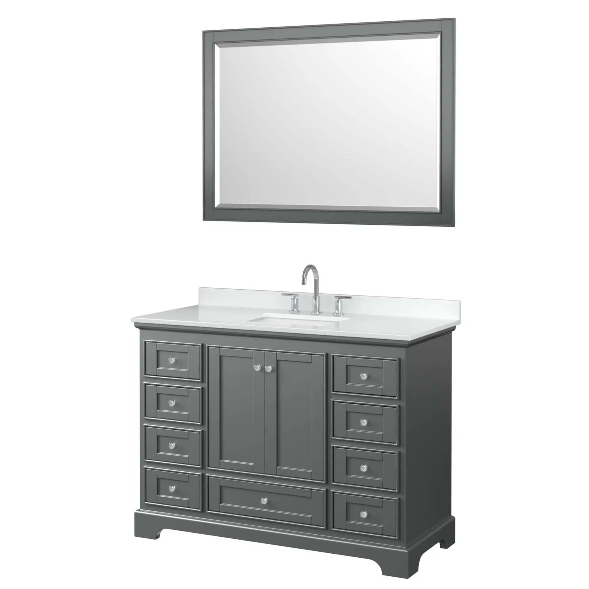48" Deborah Single Bathroom Vanity in Dark Gray with Polished Chrome Trim & 46" Mirror by Wyndham