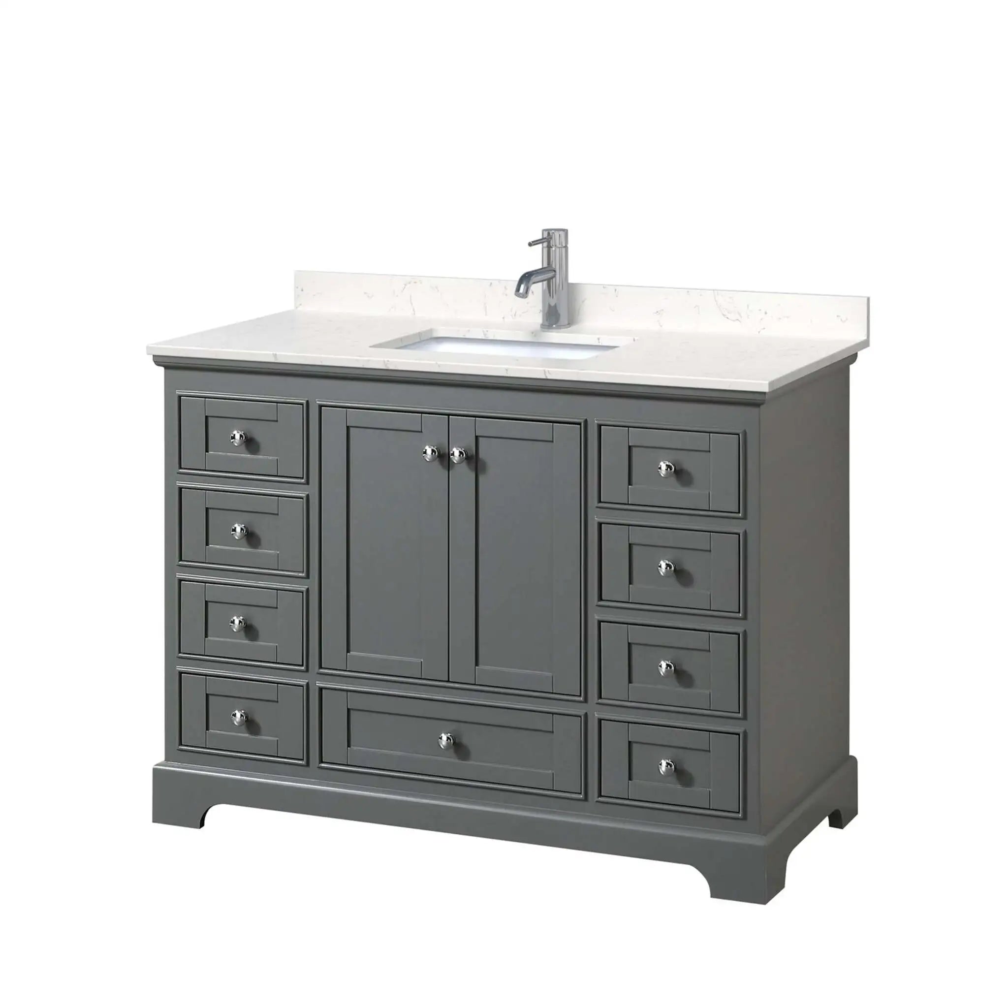 48" Deborah Single Bathroom Vanity in Dark Gray with Polished Chrome Trim by Wyndham