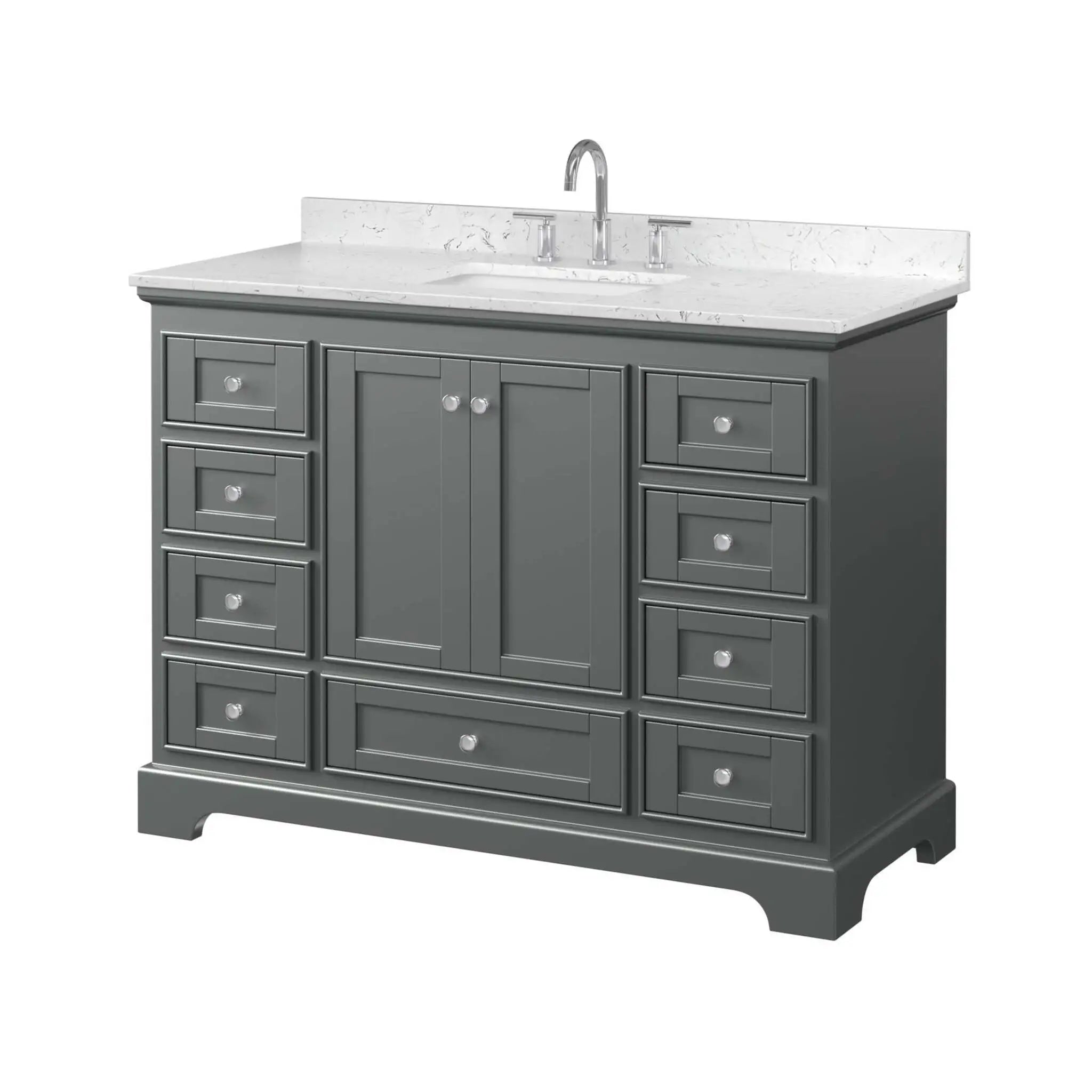 48" Deborah Single Bathroom Vanity in Dark Gray with Polished Chrome Trim by Wyndham