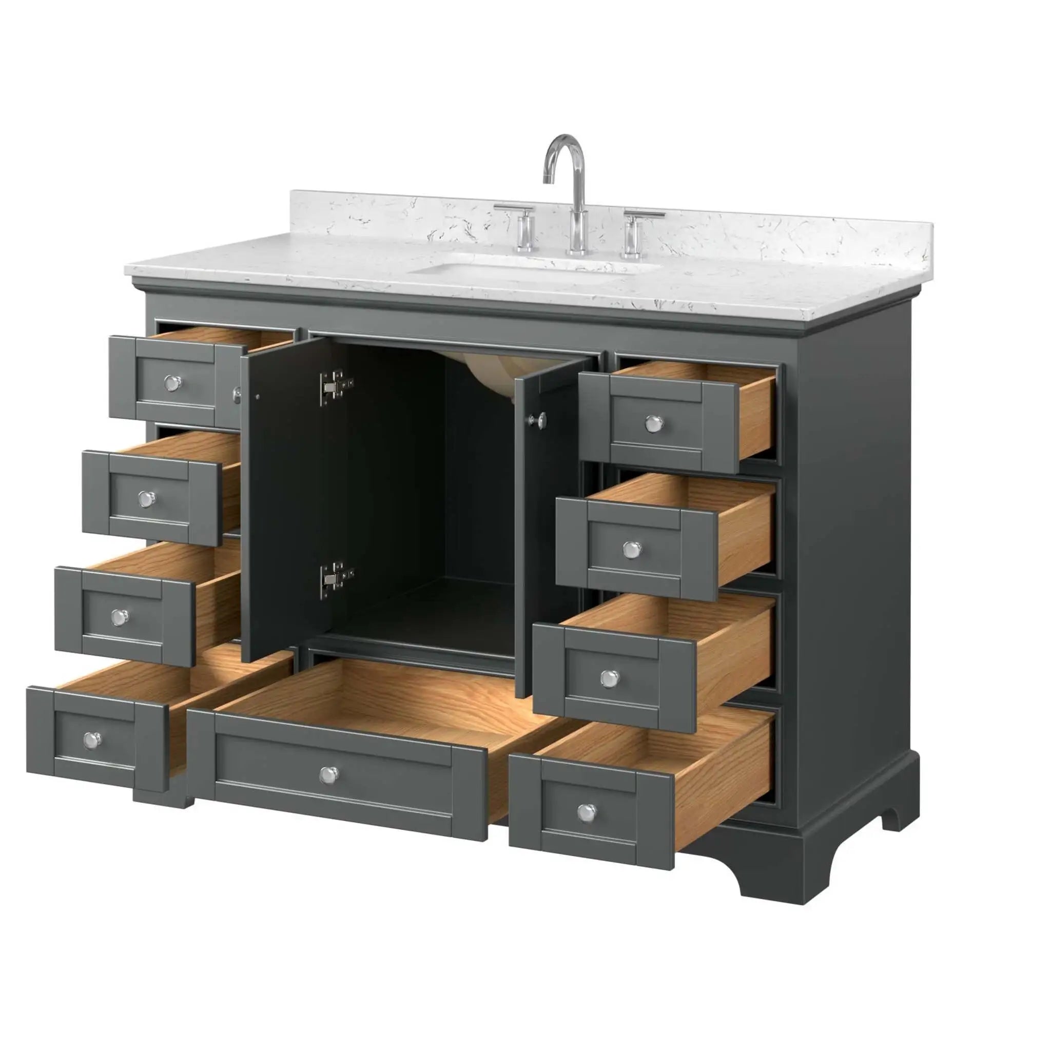 48" Deborah Single Bathroom Vanity in Dark Gray with Polished Chrome Trim by Wyndham