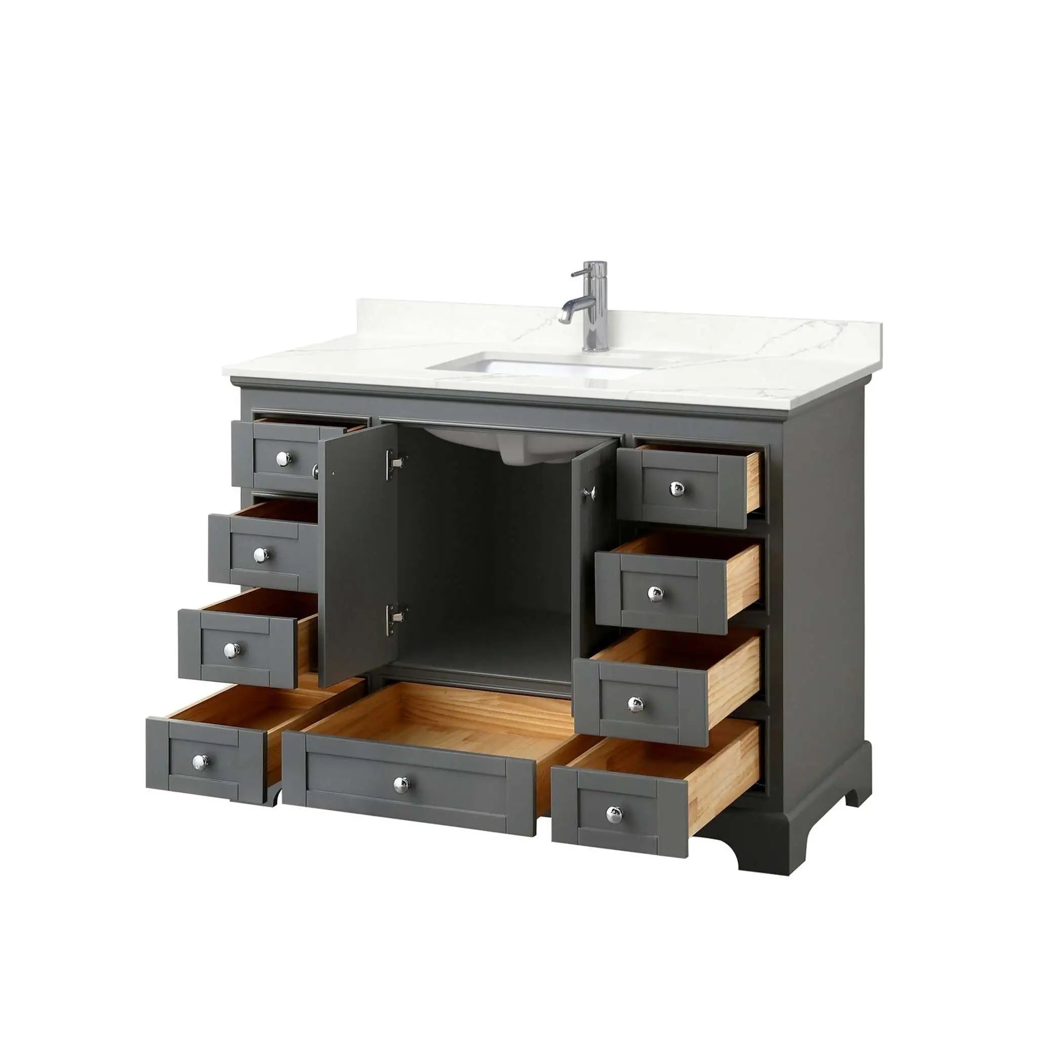 48" Deborah Single Bathroom Vanity in Dark Gray with Polished Chrome Trim by Wyndham