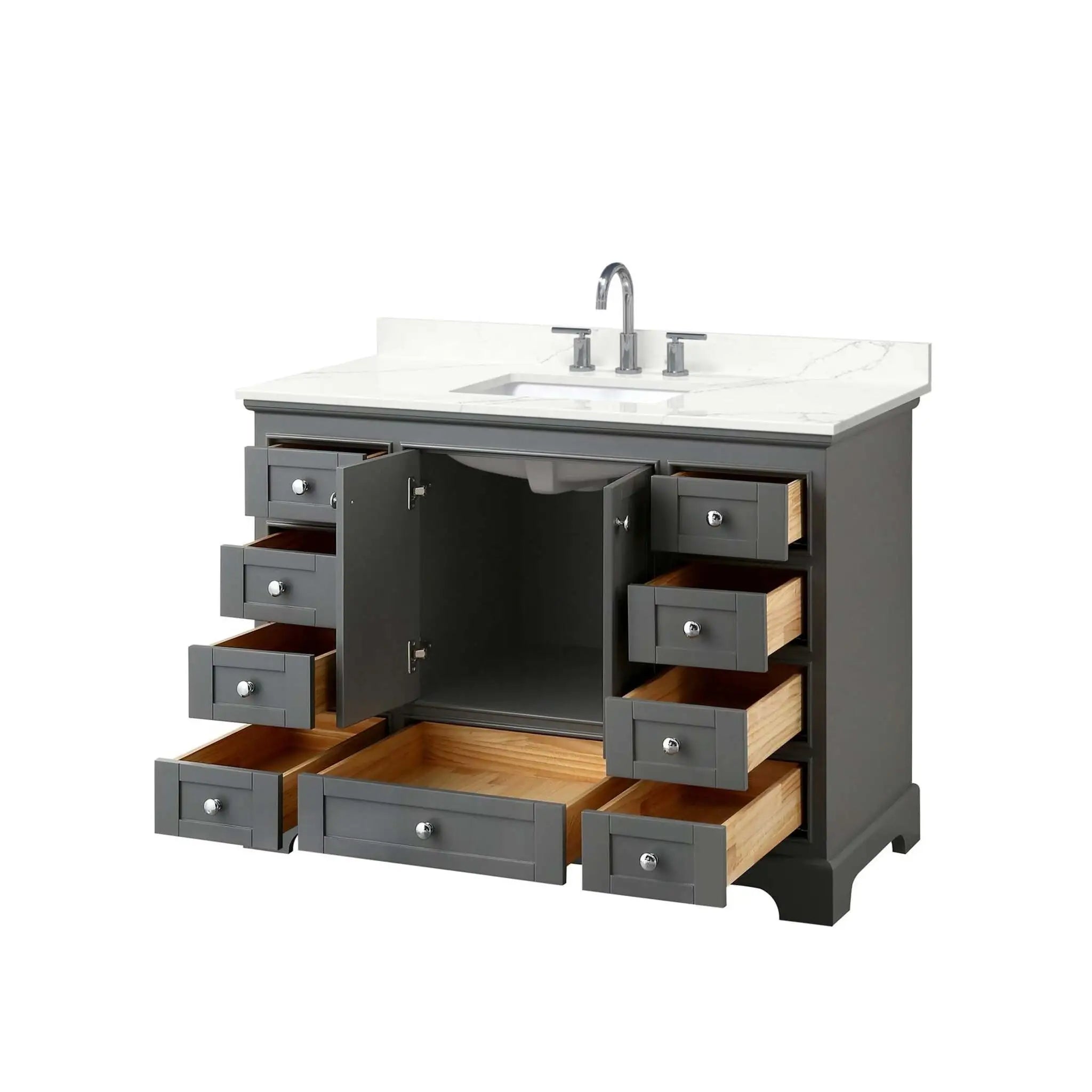 48" Deborah Single Bathroom Vanity in Dark Gray with Polished Chrome Trim by Wyndham