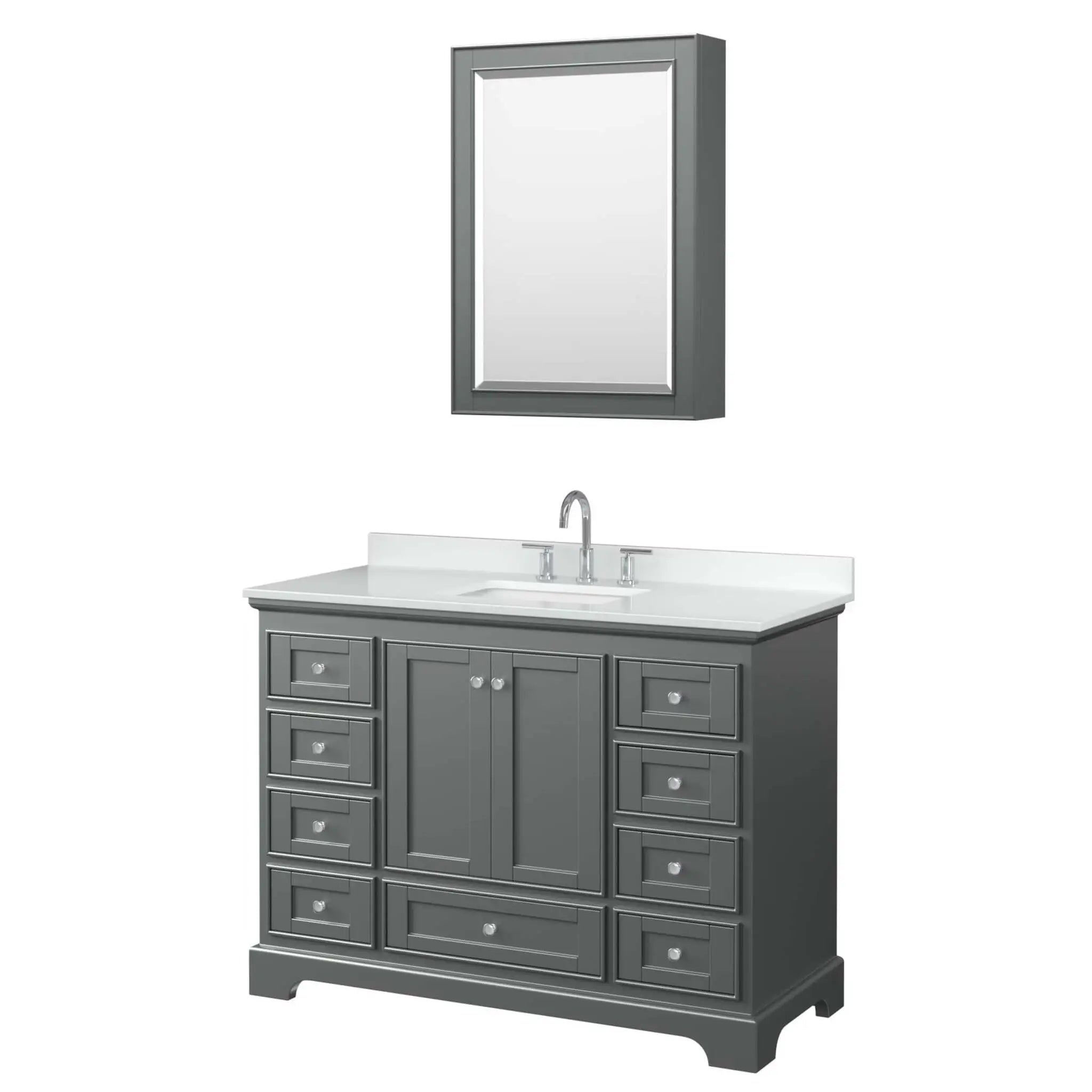 48" Deborah Single Bathroom Vanity in Dark Gray with Polished Chrome Trim & Medicine Cabinet by Wyndham