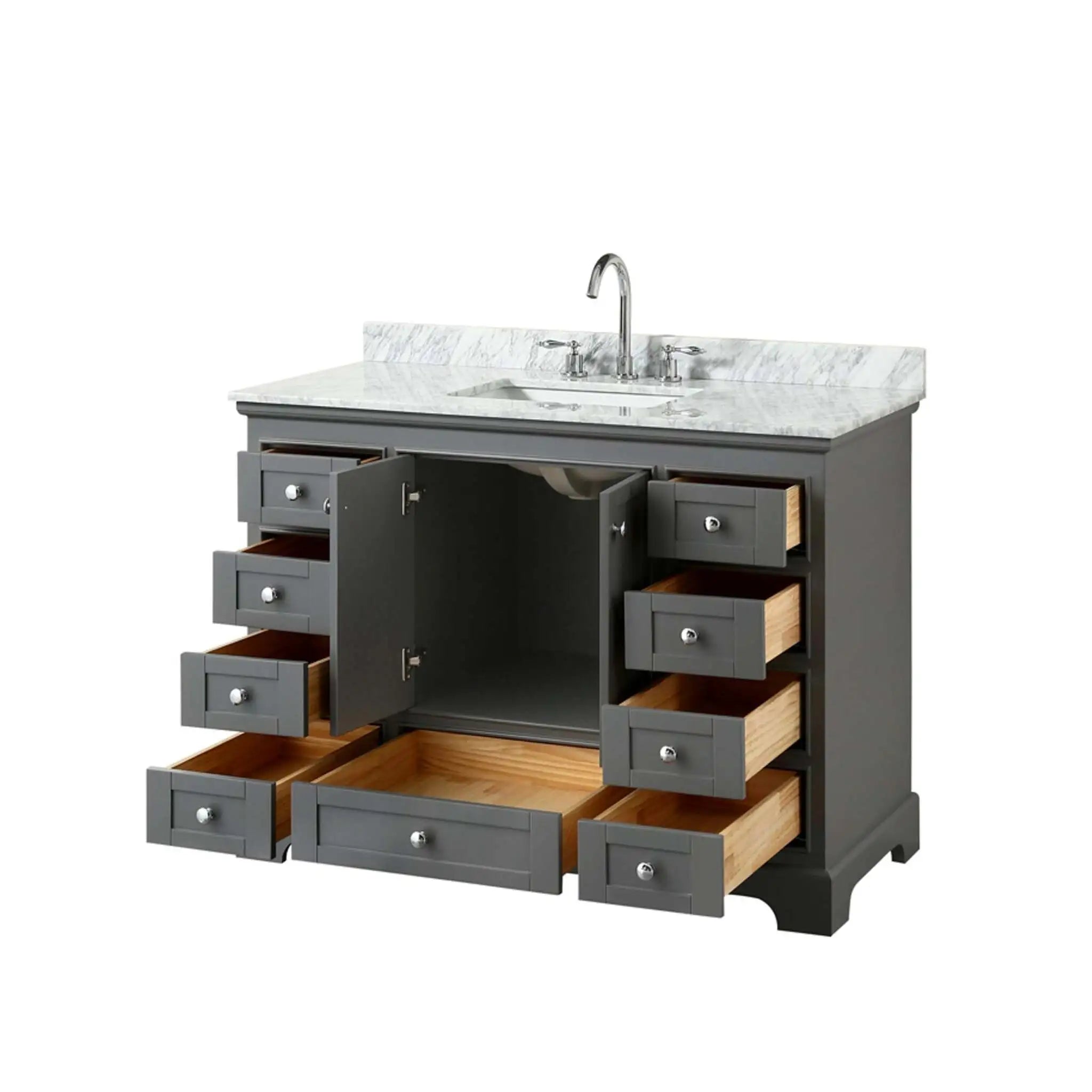 48" Deborah Single Bathroom Vanity in Dark Gray with Polished Chrome Trim by Wyndham