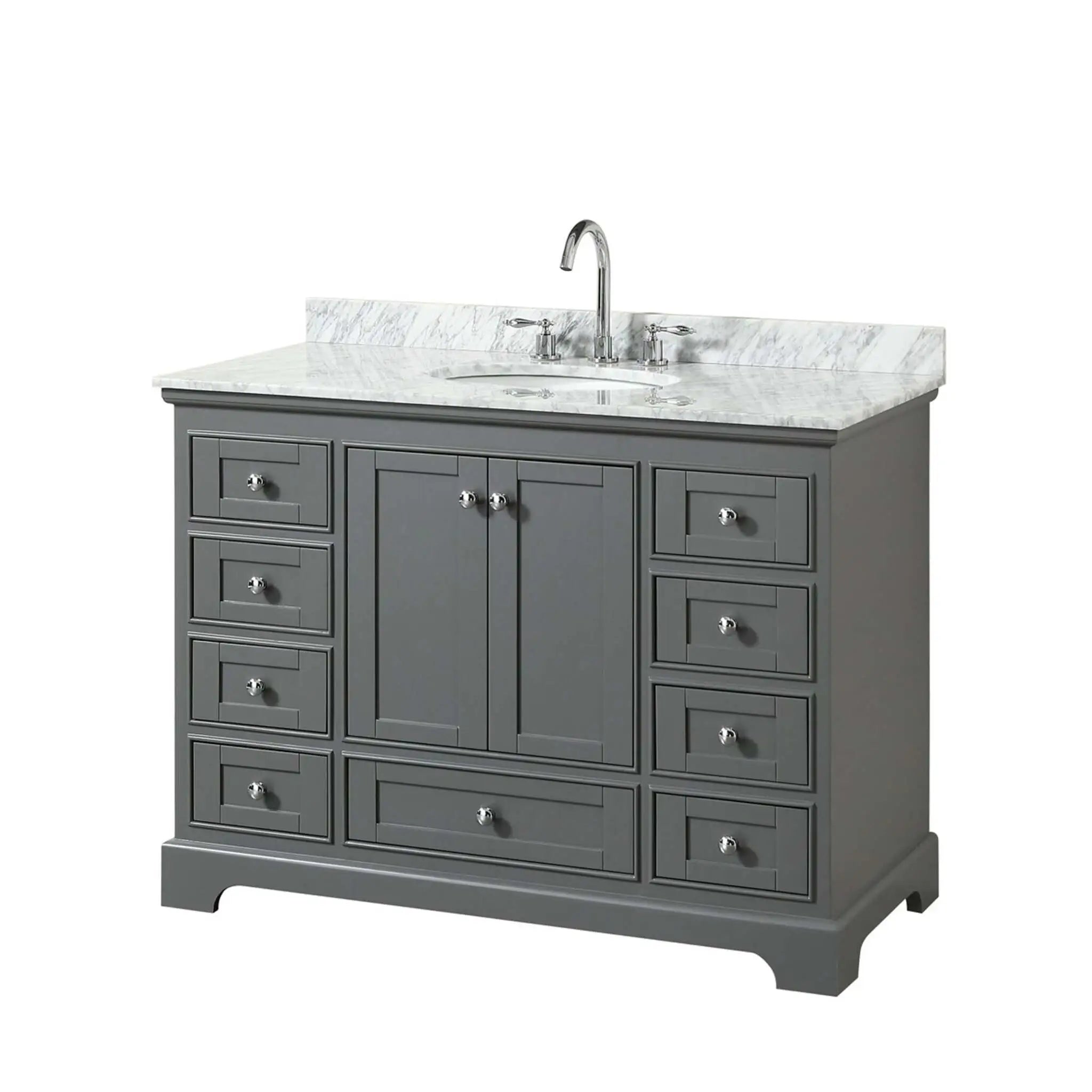 48" Deborah Single Bathroom Vanity in Dark Gray with Polished Chrome Trim by Wyndham