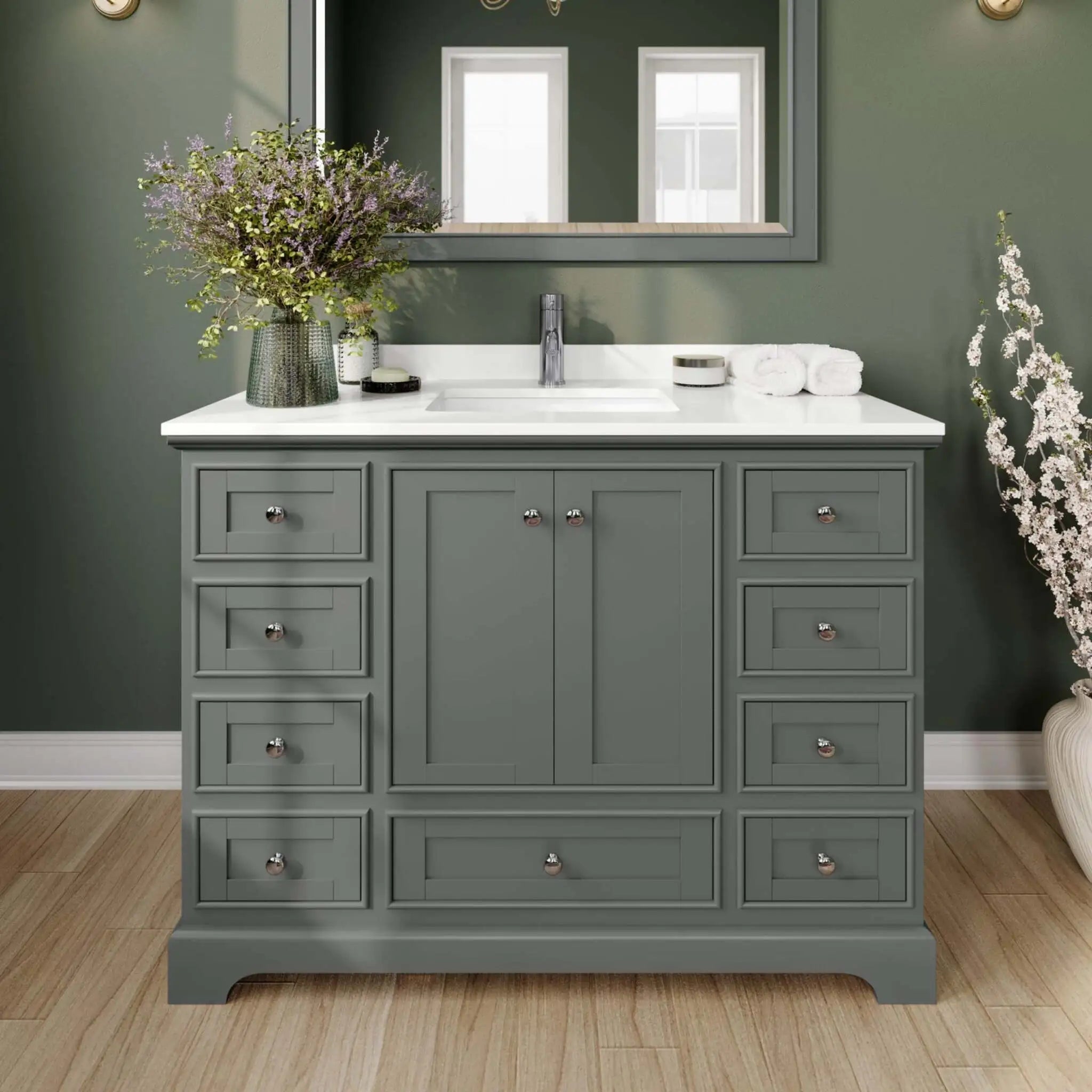 48" Deborah Single Bathroom Vanity in Dark Gray with Polished Chrome Trim by Wyndham