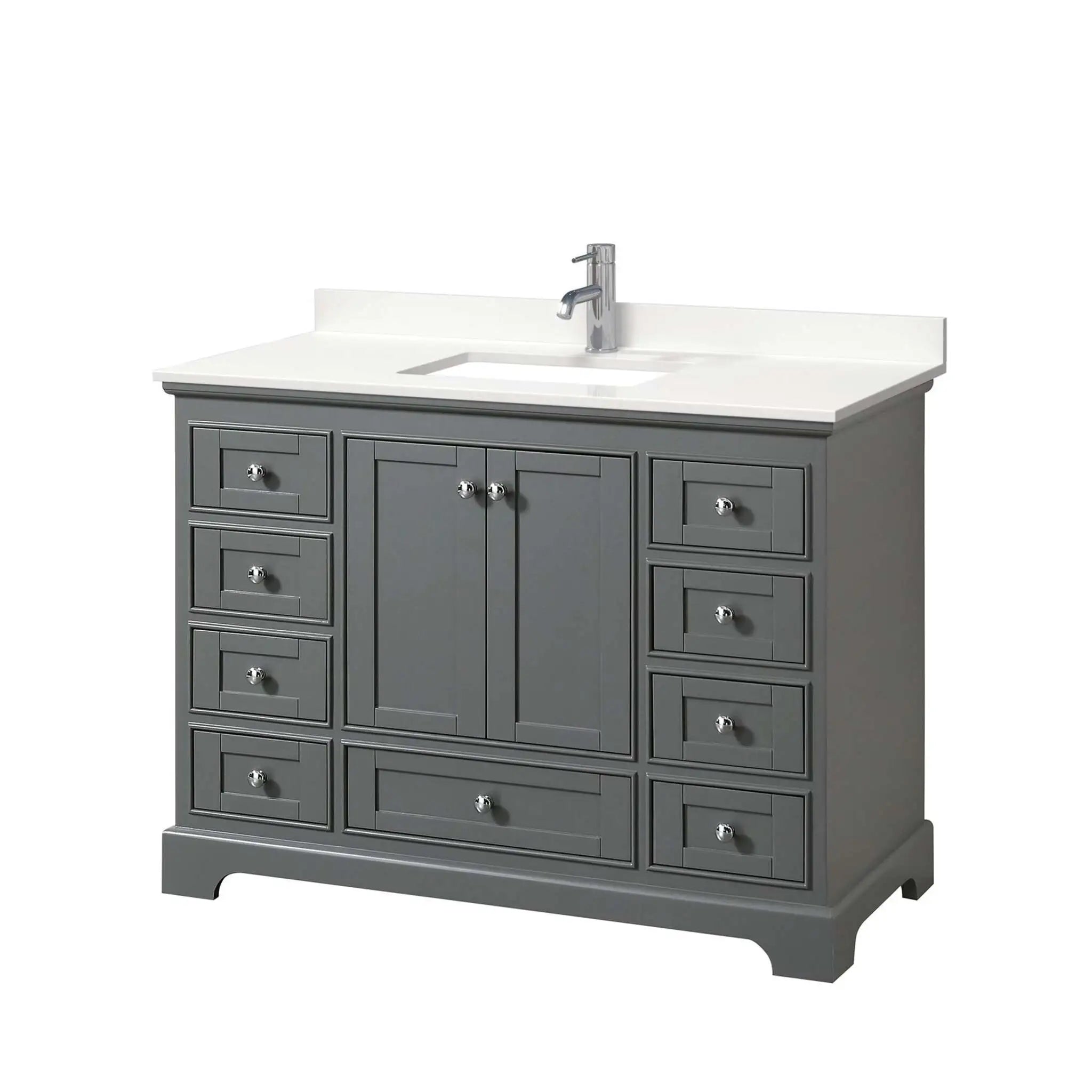 48" Deborah Single Bathroom Vanity in Dark Gray with Polished Chrome Trim by Wyndham