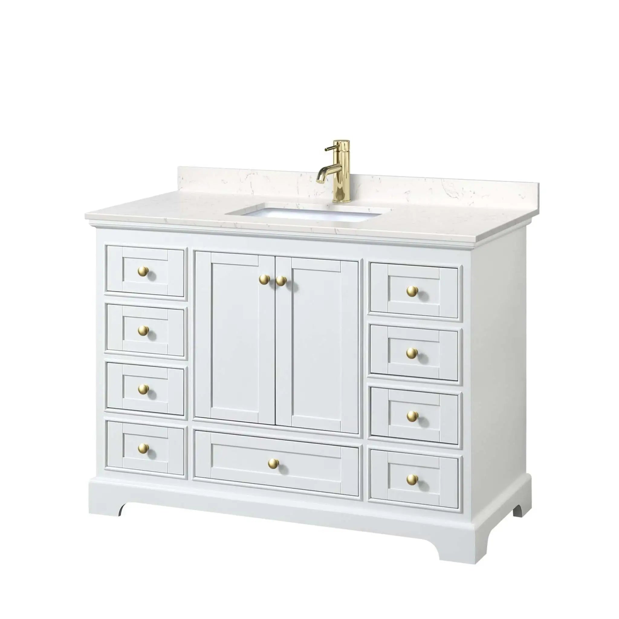 48" Deborah Single Bathroom Vanity in White with Brushed Gold Trim by Wyndham