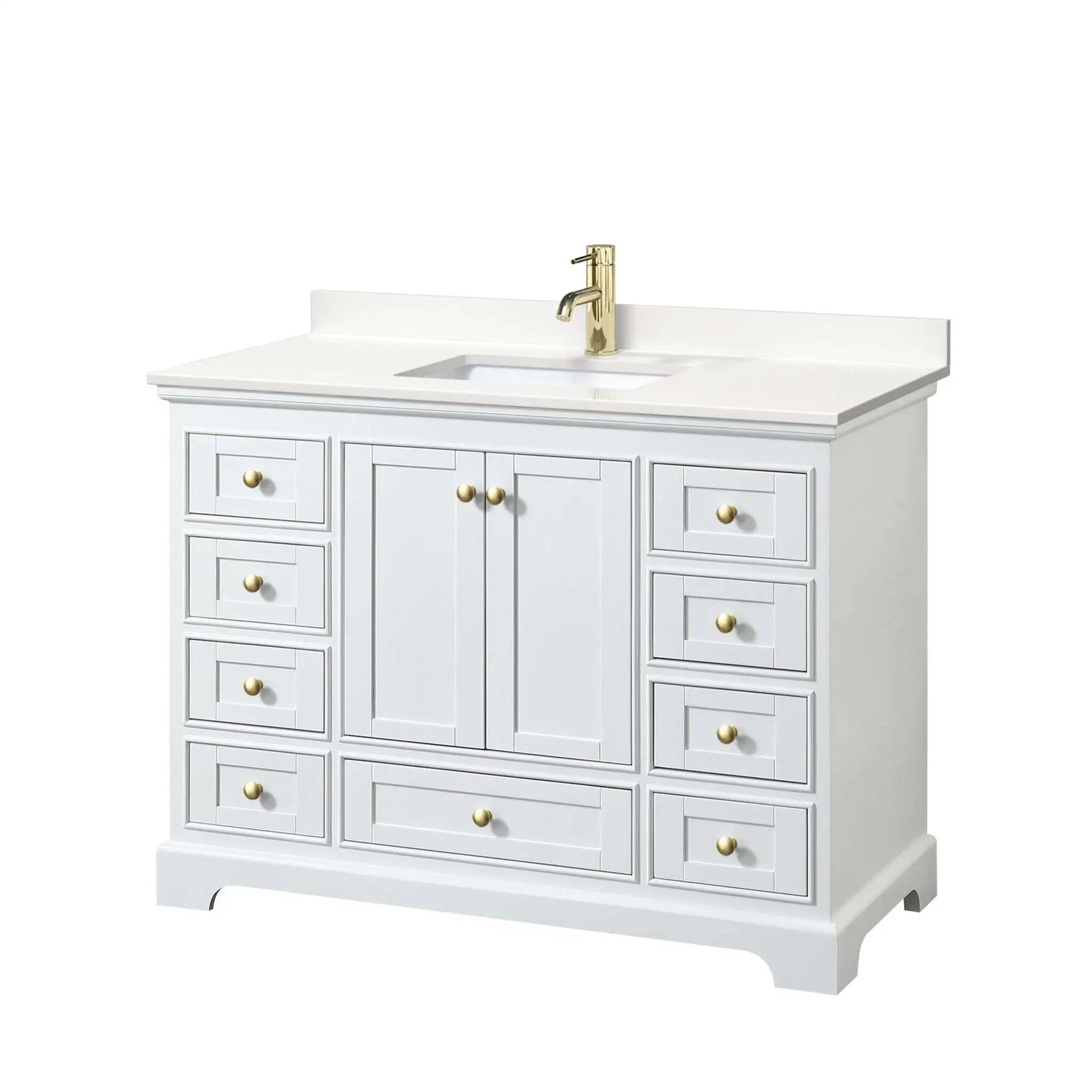 48" Deborah Single Bathroom Vanity in White with Brushed Gold Trim by Wyndham