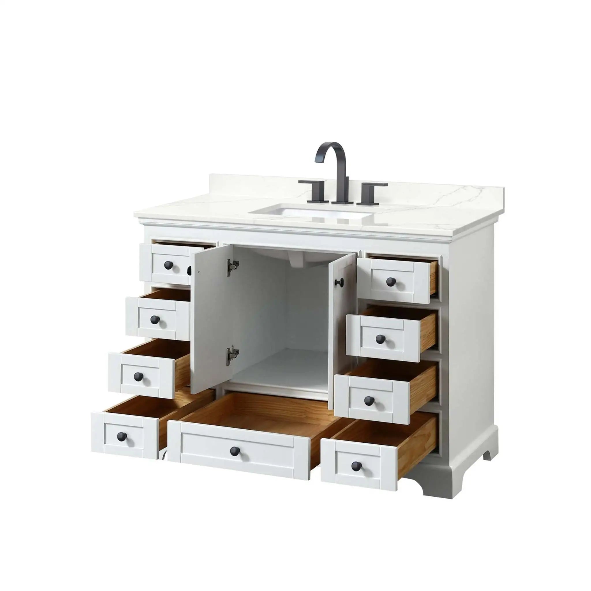 48" Deborah Single Bathroom Vanity in White with Matte Black Trim by Wyndham