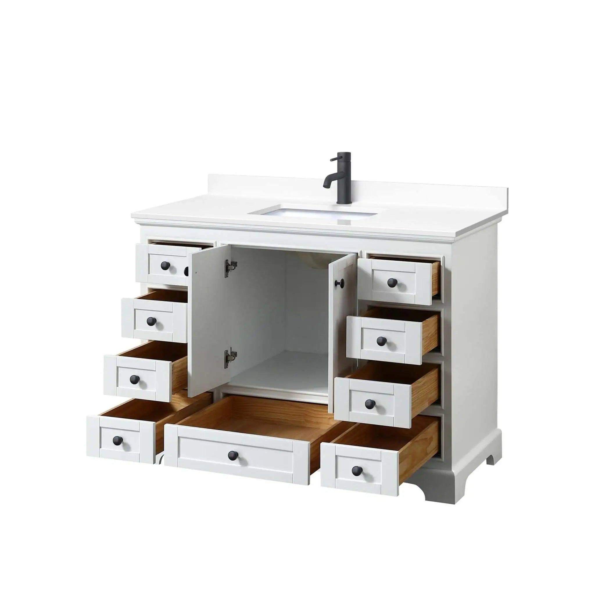 48" Deborah Single Bathroom Vanity in White with Matte Black Trim by Wyndham