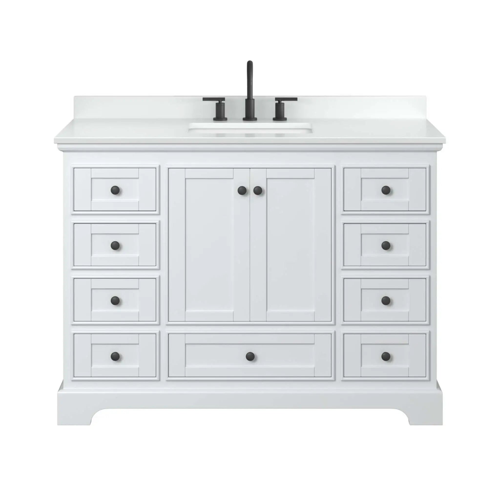 48" Deborah Single Bathroom Vanity in White with Matte Black Trim by Wyndham
