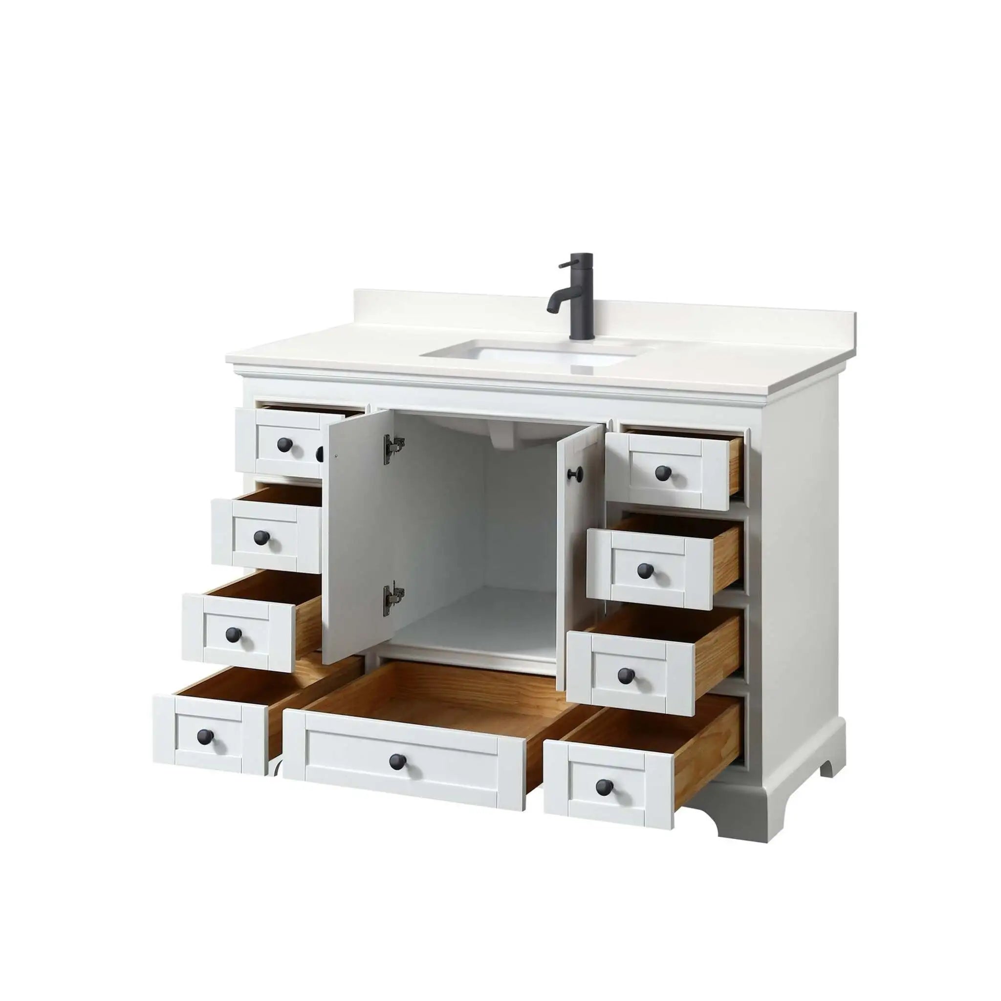 48" Deborah Single Bathroom Vanity in White with Matte Black Trim by Wyndham