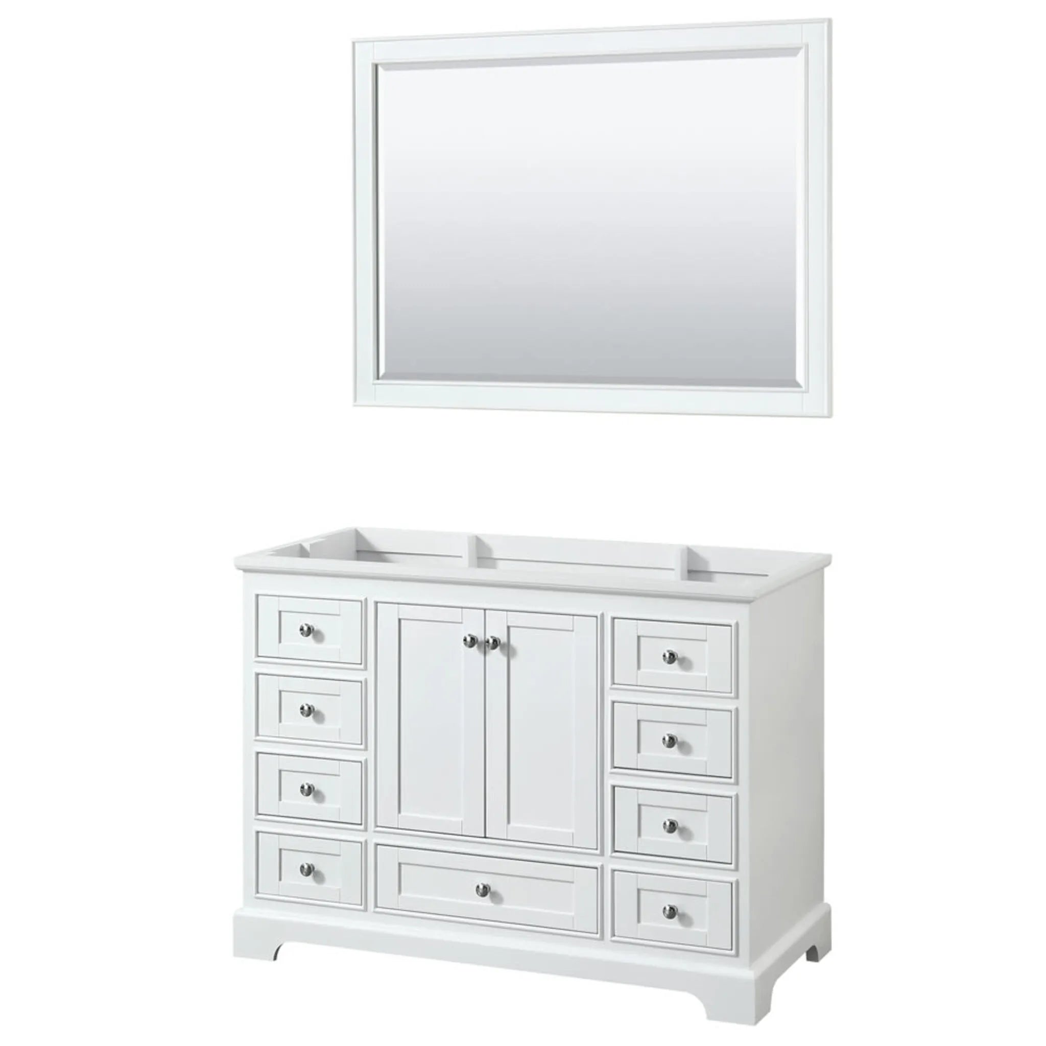 48" Deborah Single Bathroom Vanity in White with Polished Chrome Trim & 46" Mirror by Wyndham