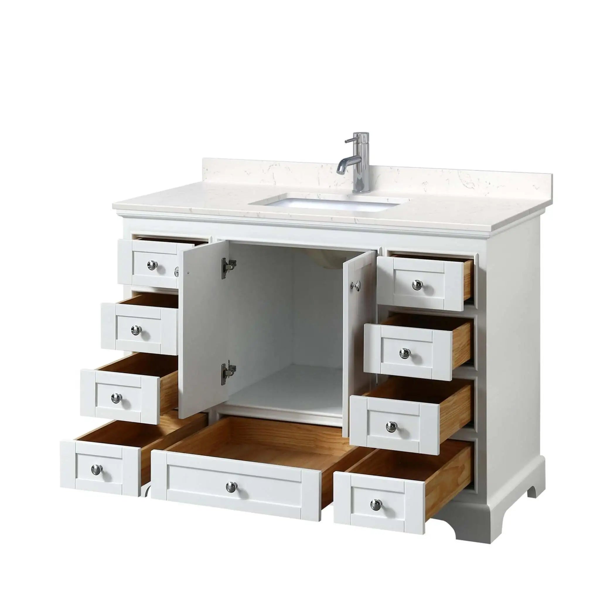 48" Deborah Single Bathroom Vanity in White with Polished Chrome Trim by Wyndham