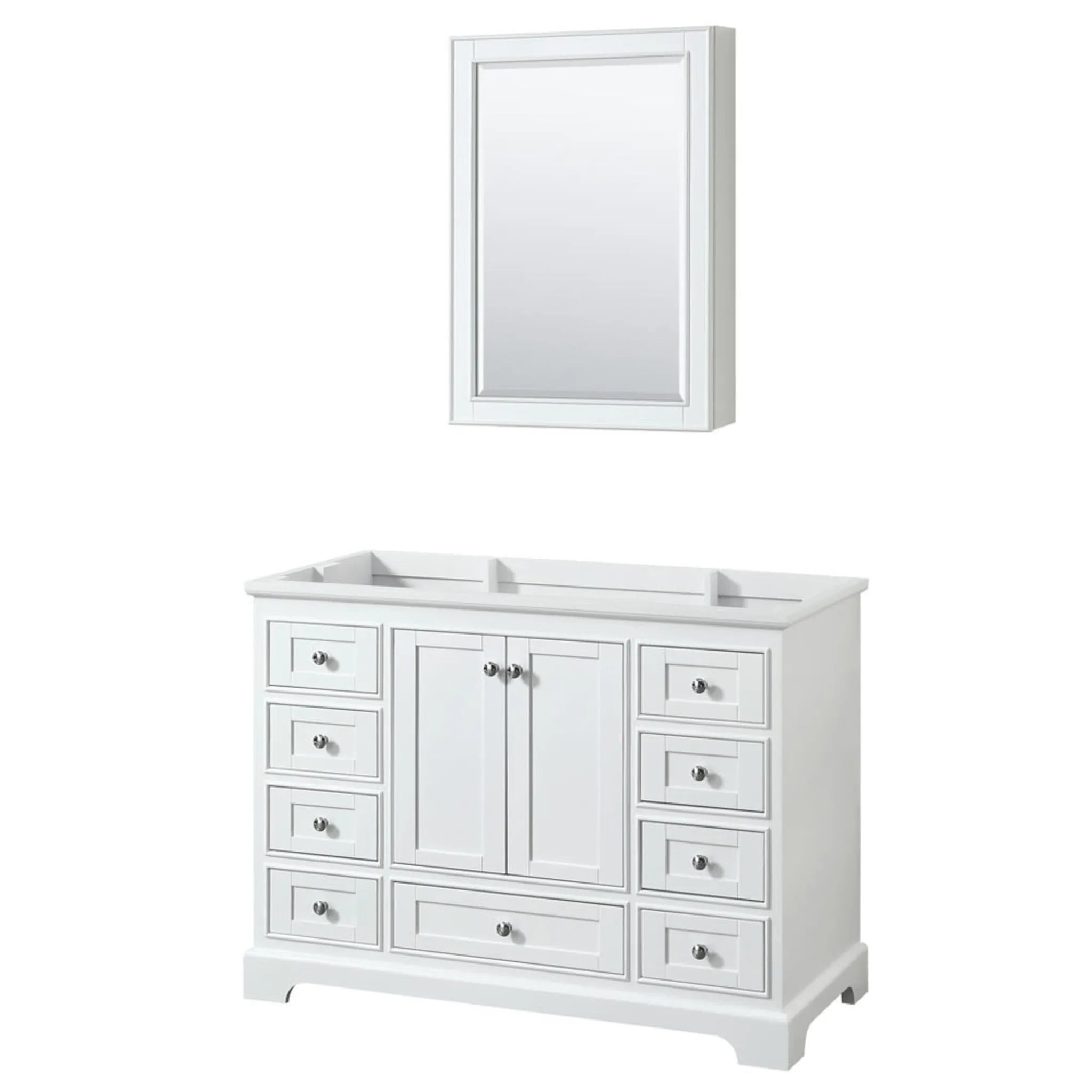 48" Deborah Single Bathroom Vanity in White with Polished Chrome Trim & Medicine Cabinet by Wyndham