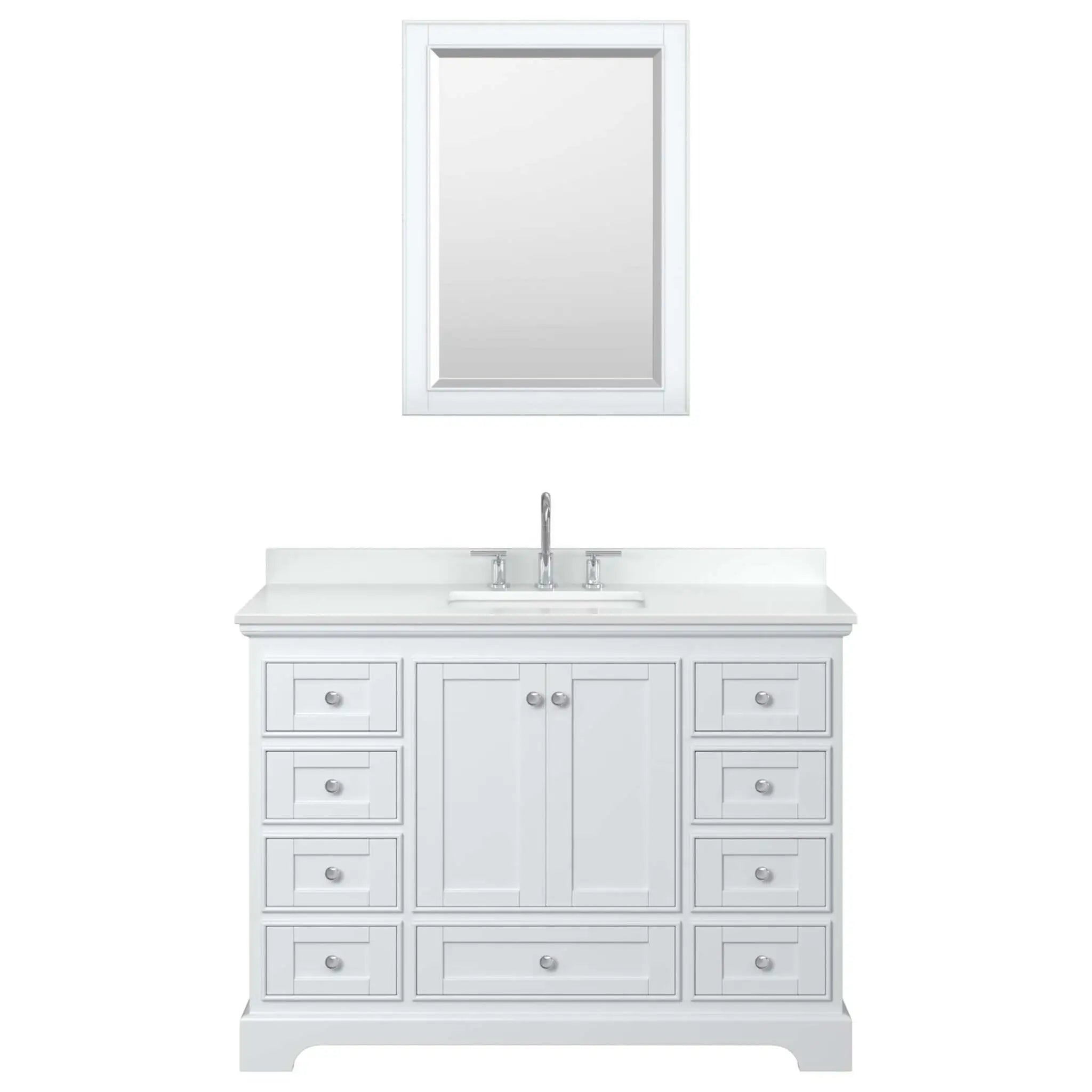 48" Deborah Single Bathroom Vanity in White with Polished Chrome Trim & Medicine Cabinet by Wyndham
