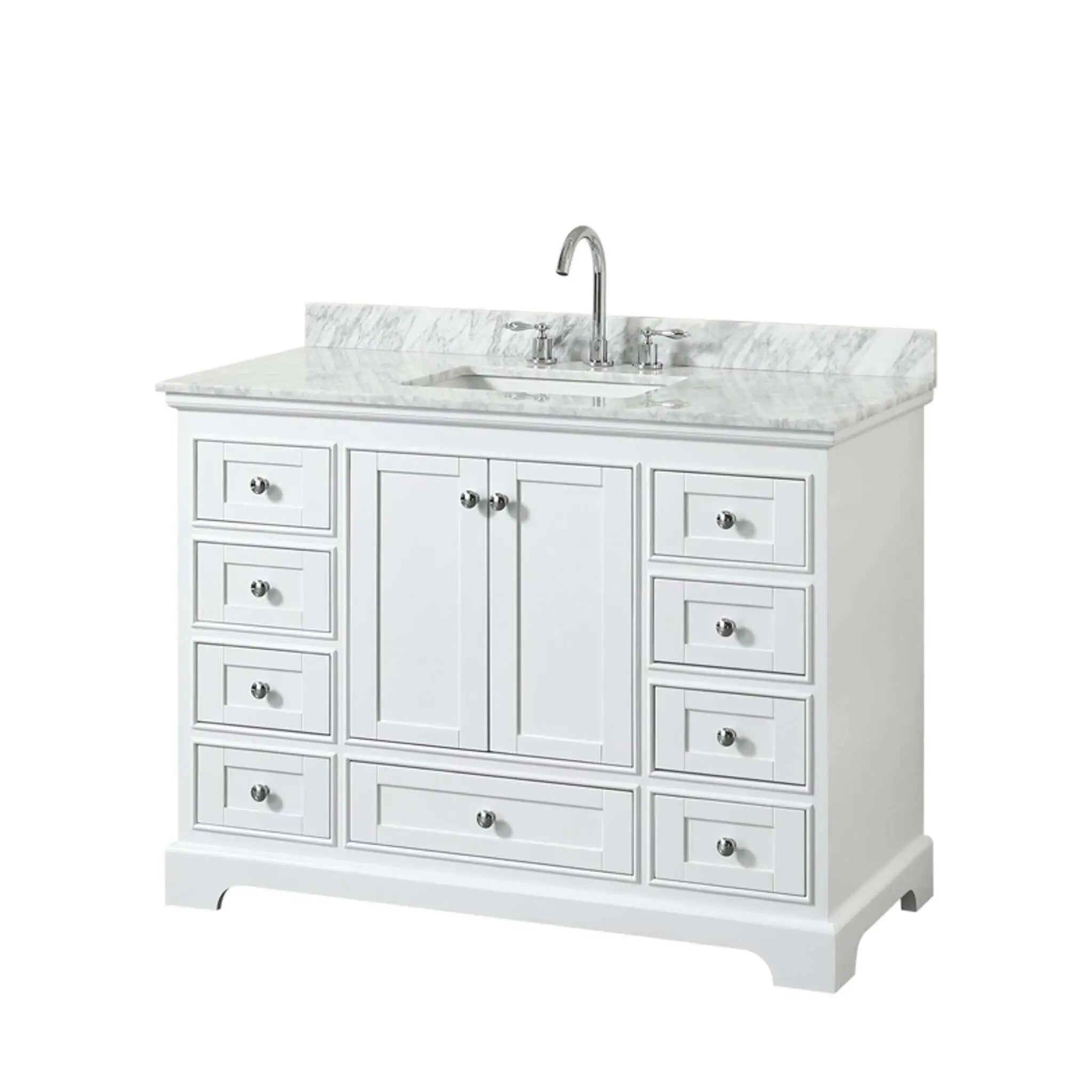 48" Deborah Single Bathroom Vanity in White with Polished Chrome Trim by Wyndham