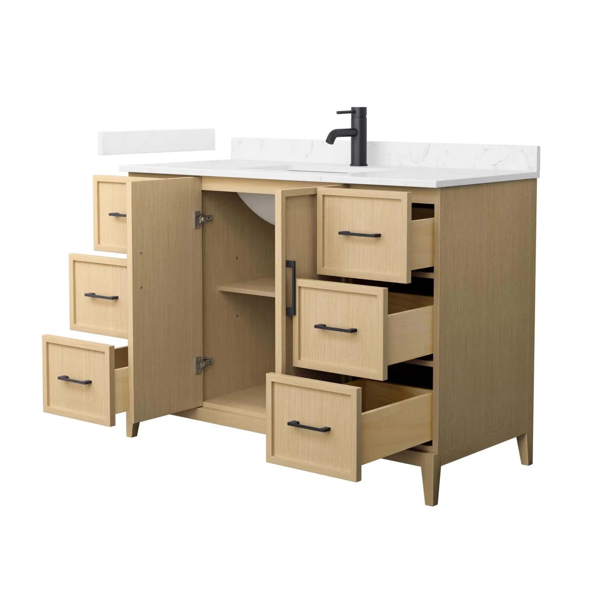 48" Elan Single Bathroom Vanity in White Oak with Matte Black Trim by Wyndham