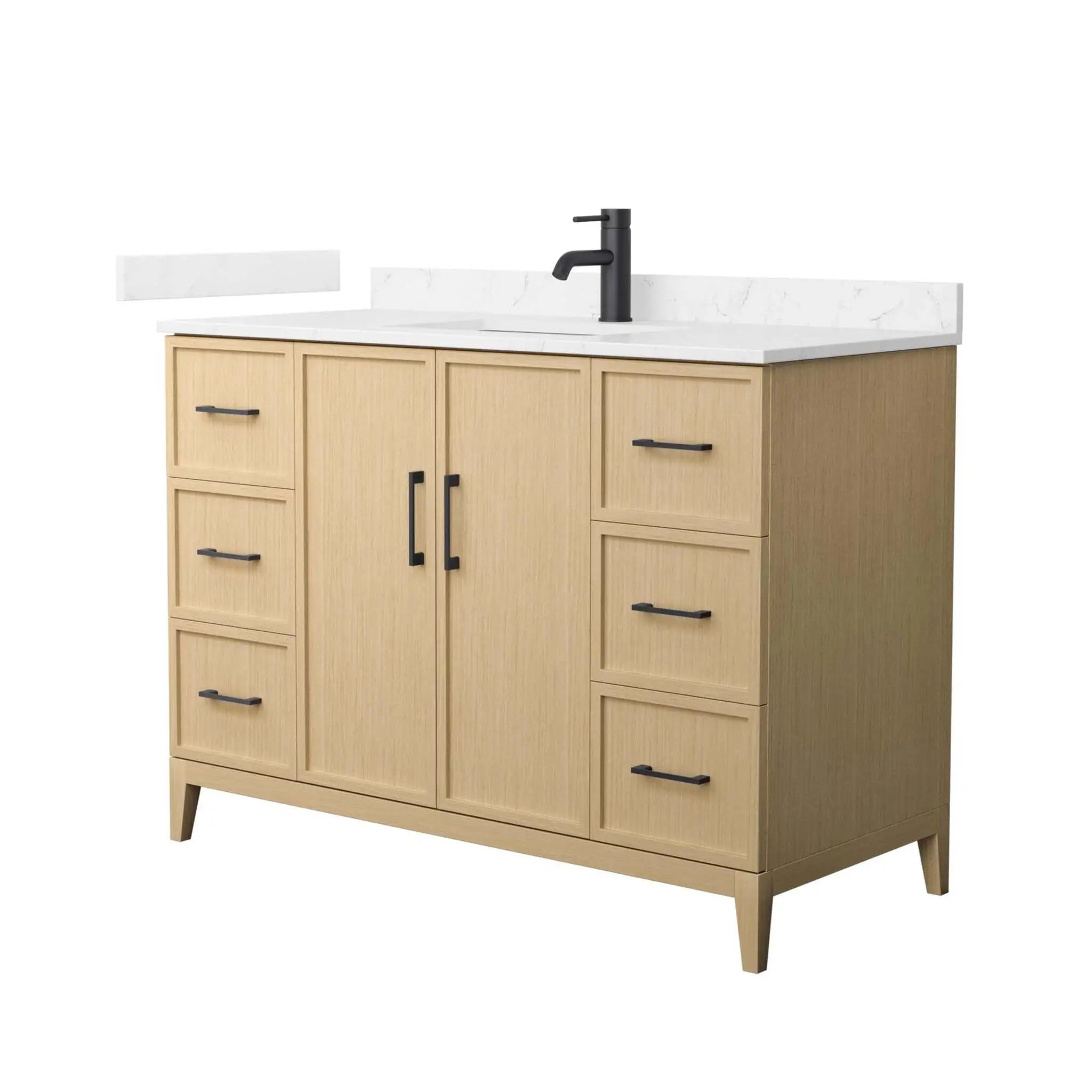 48" Elan Single Bathroom Vanity in White Oak with Matte Black Trim by Wyndham