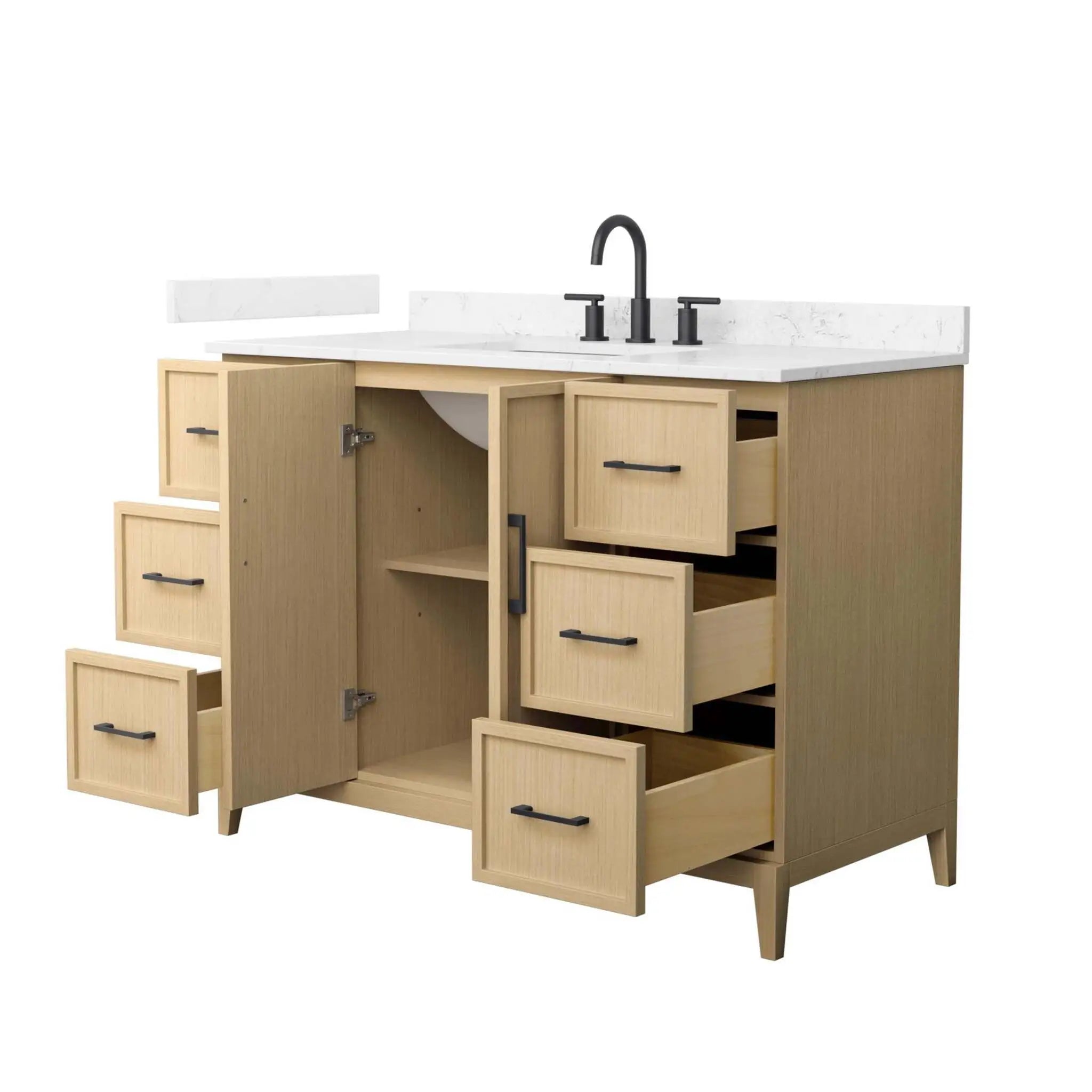 48" Elan Single Bathroom Vanity in White Oak with Matte Black Trim by Wyndham