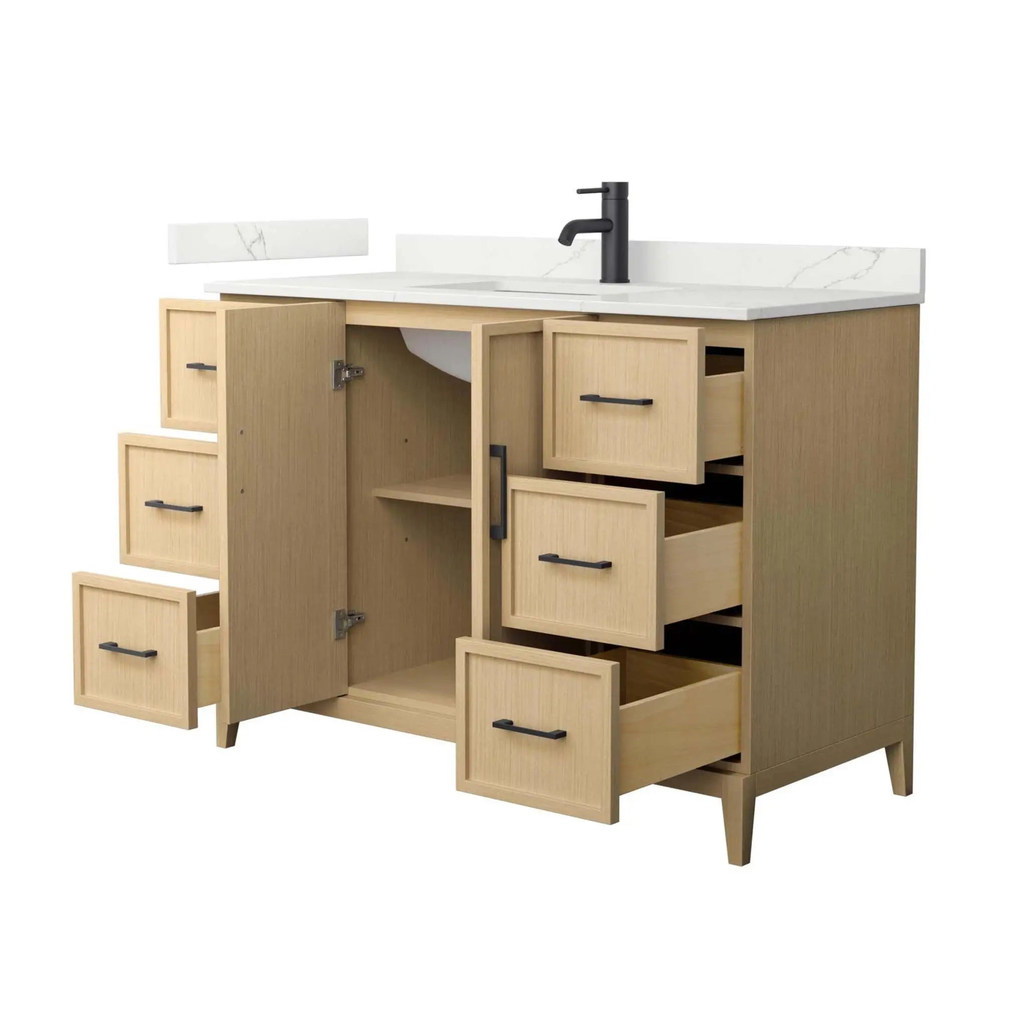 48" Elan Single Bathroom Vanity in White Oak with Matte Black Trim by Wyndham