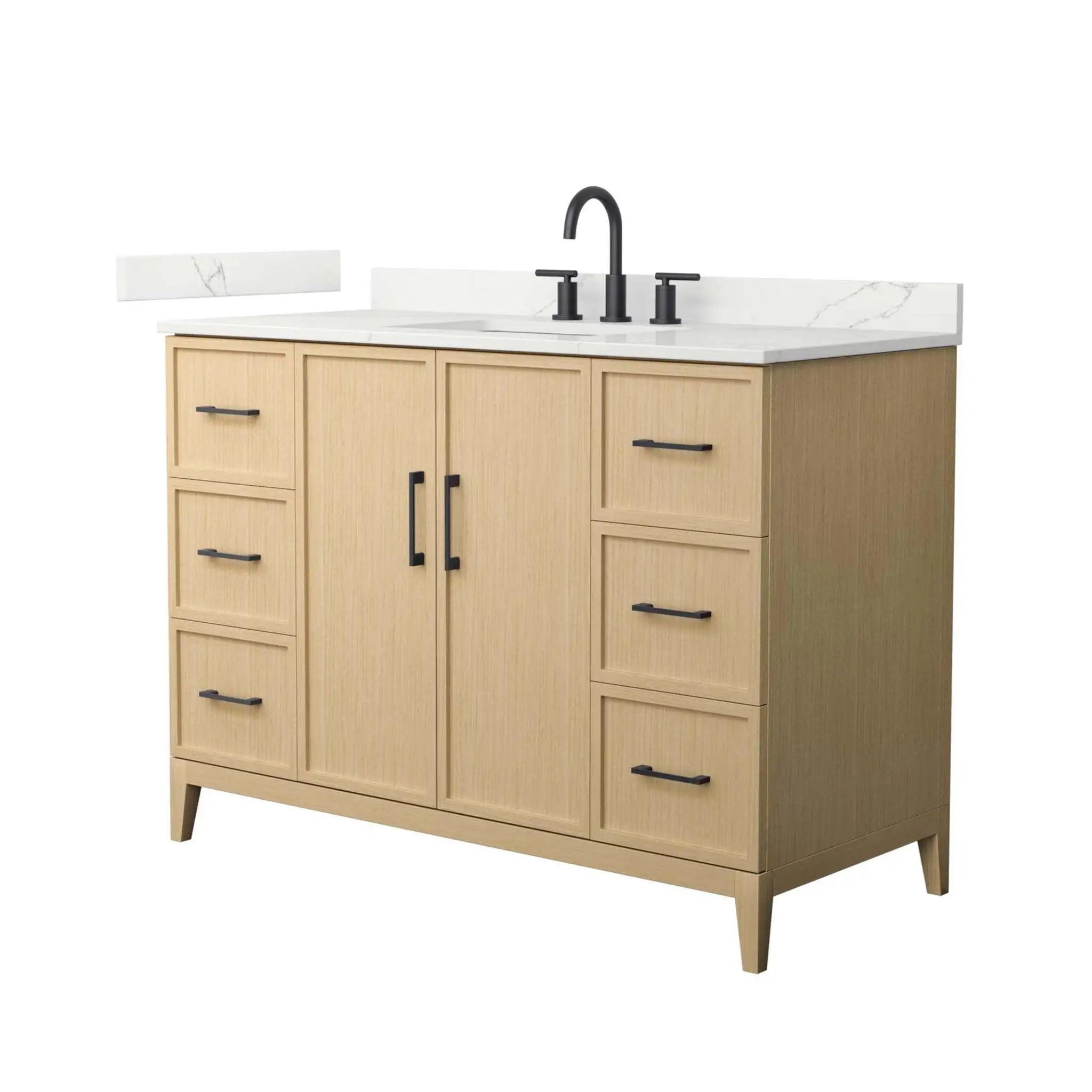 48" Elan Single Bathroom Vanity in White Oak with Matte Black Trim by Wyndham