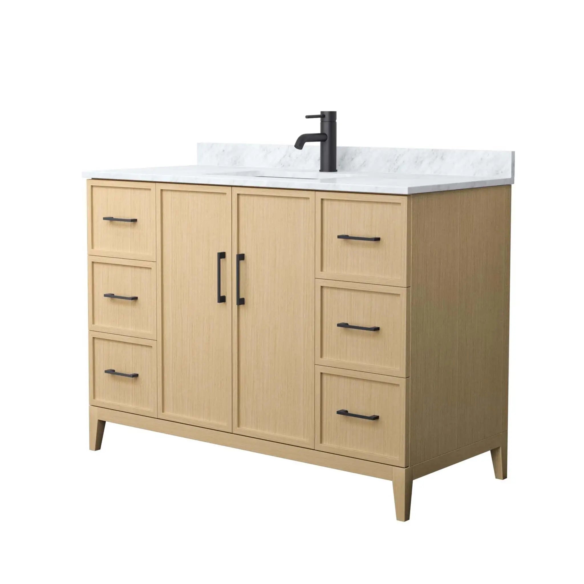 48" Elan Single Bathroom Vanity in White Oak with Matte Black Trim by Wyndham