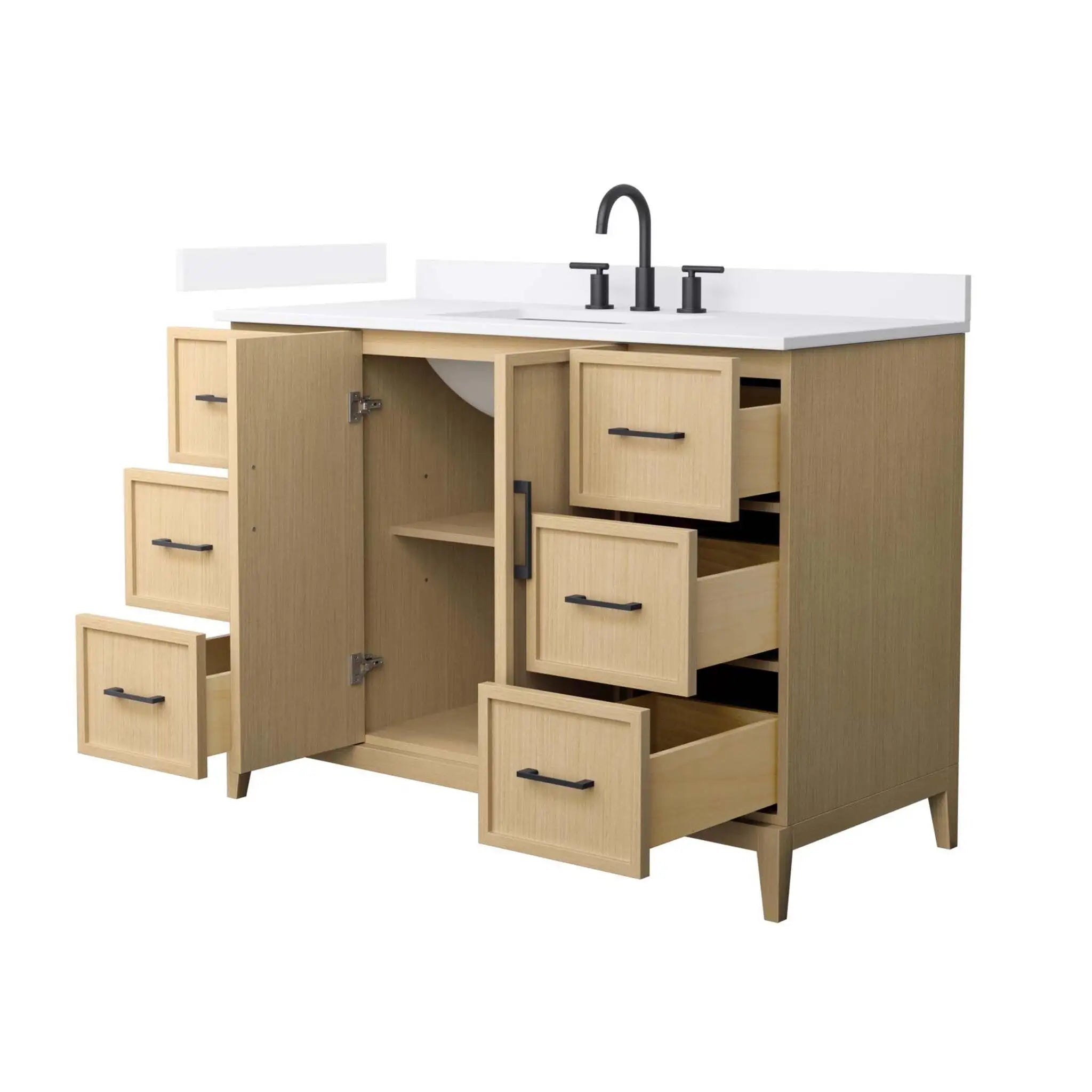 48" Elan Single Bathroom Vanity in White Oak with Matte Black Trim by Wyndham
