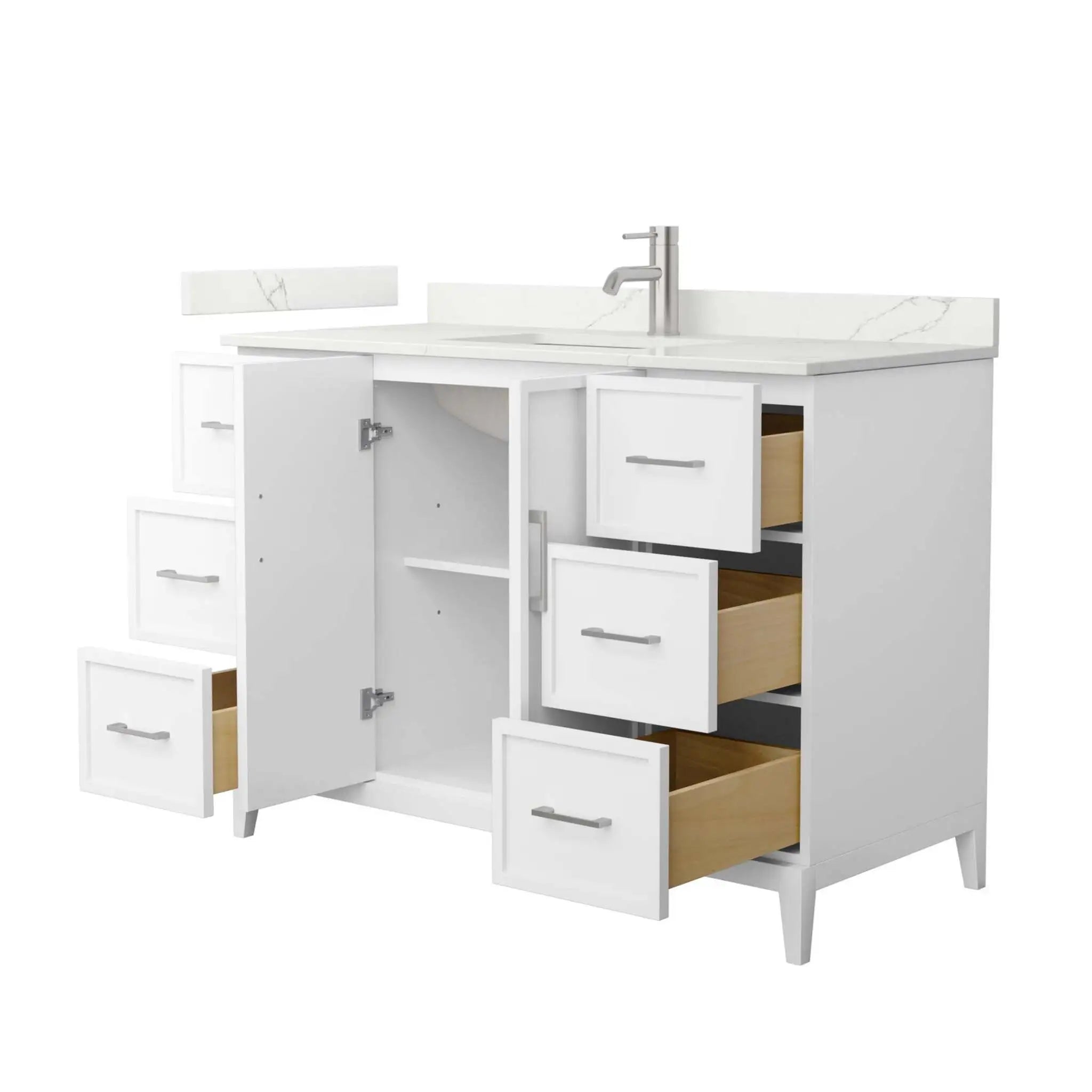 48" Elan Single Bathroom Vanity in White with Brushed Nickel Trim by Wyndham