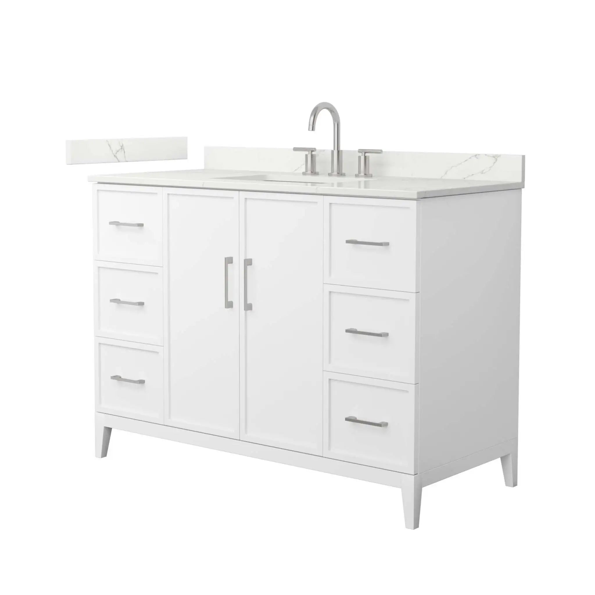 48" Elan Single Bathroom Vanity in White with Brushed Nickel Trim by Wyndham