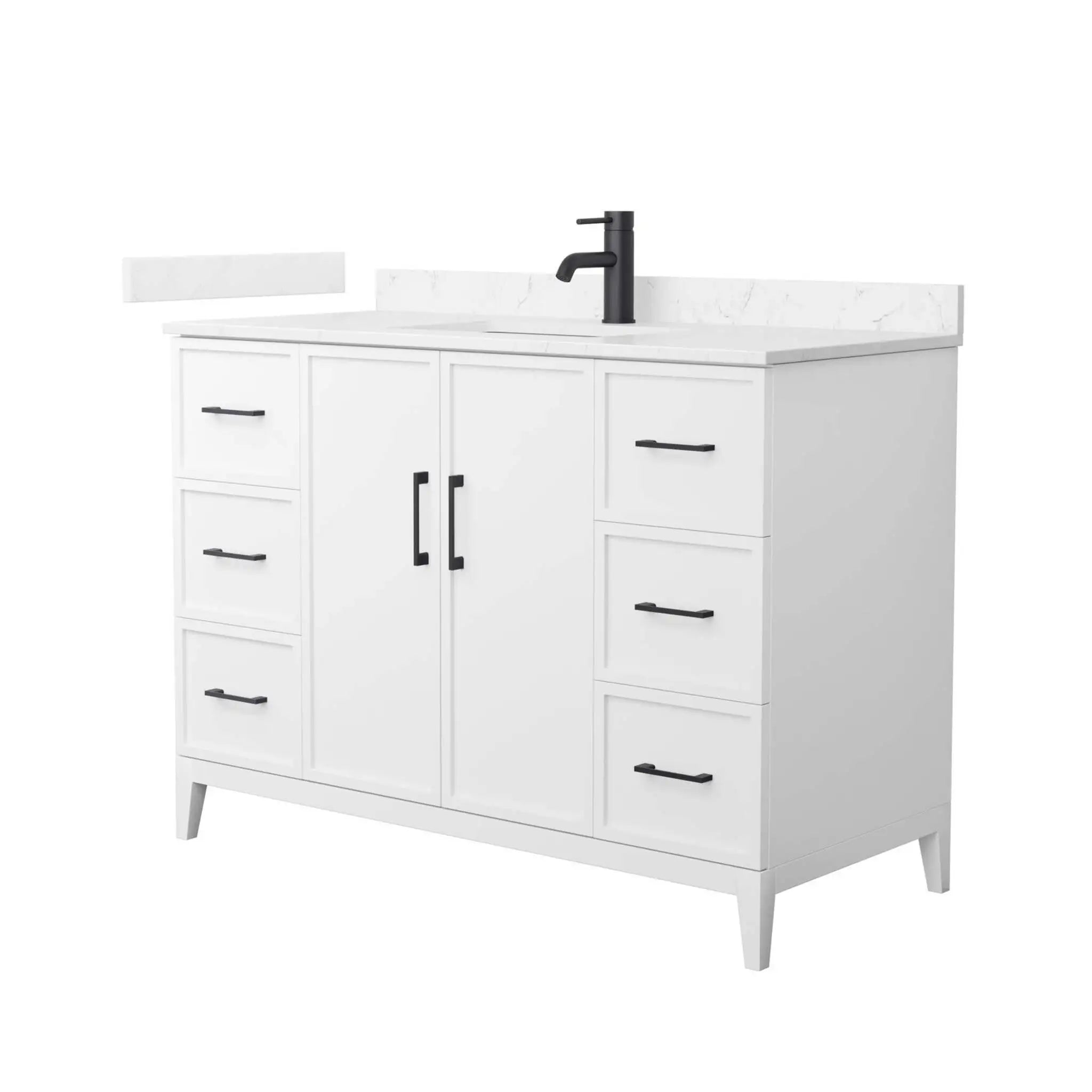 48" Elan Single Bathroom Vanity in White with Matte Black Trim by Wyndham