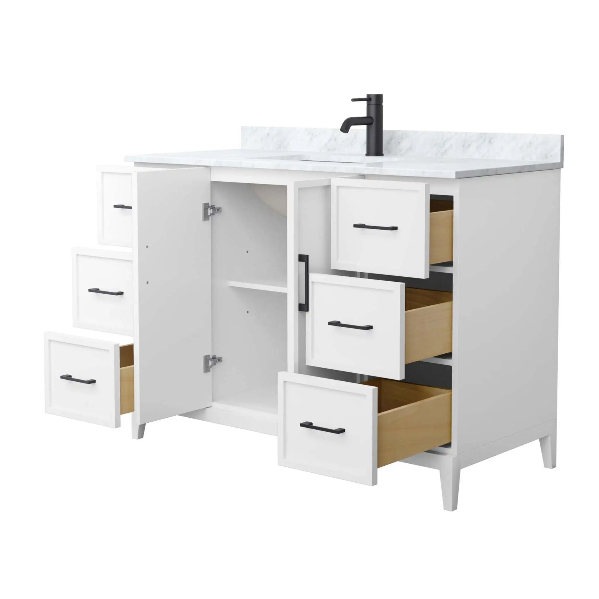 48" Elan Single Bathroom Vanity in White with Matte Black Trim by Wyndham