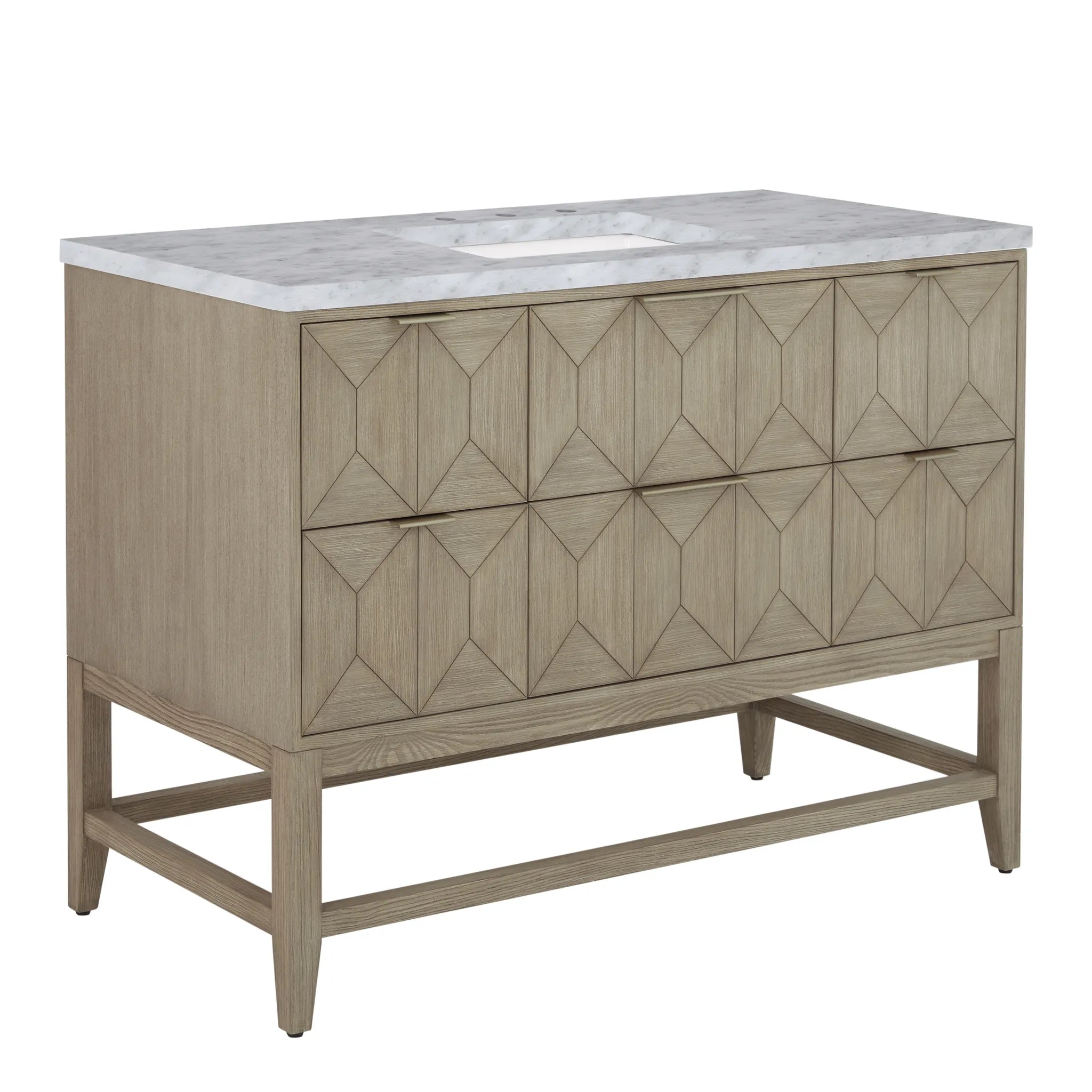 48" Emmeline Single Vanity in Pebble Oak-Carrara White Marble-8" Widespread image 8