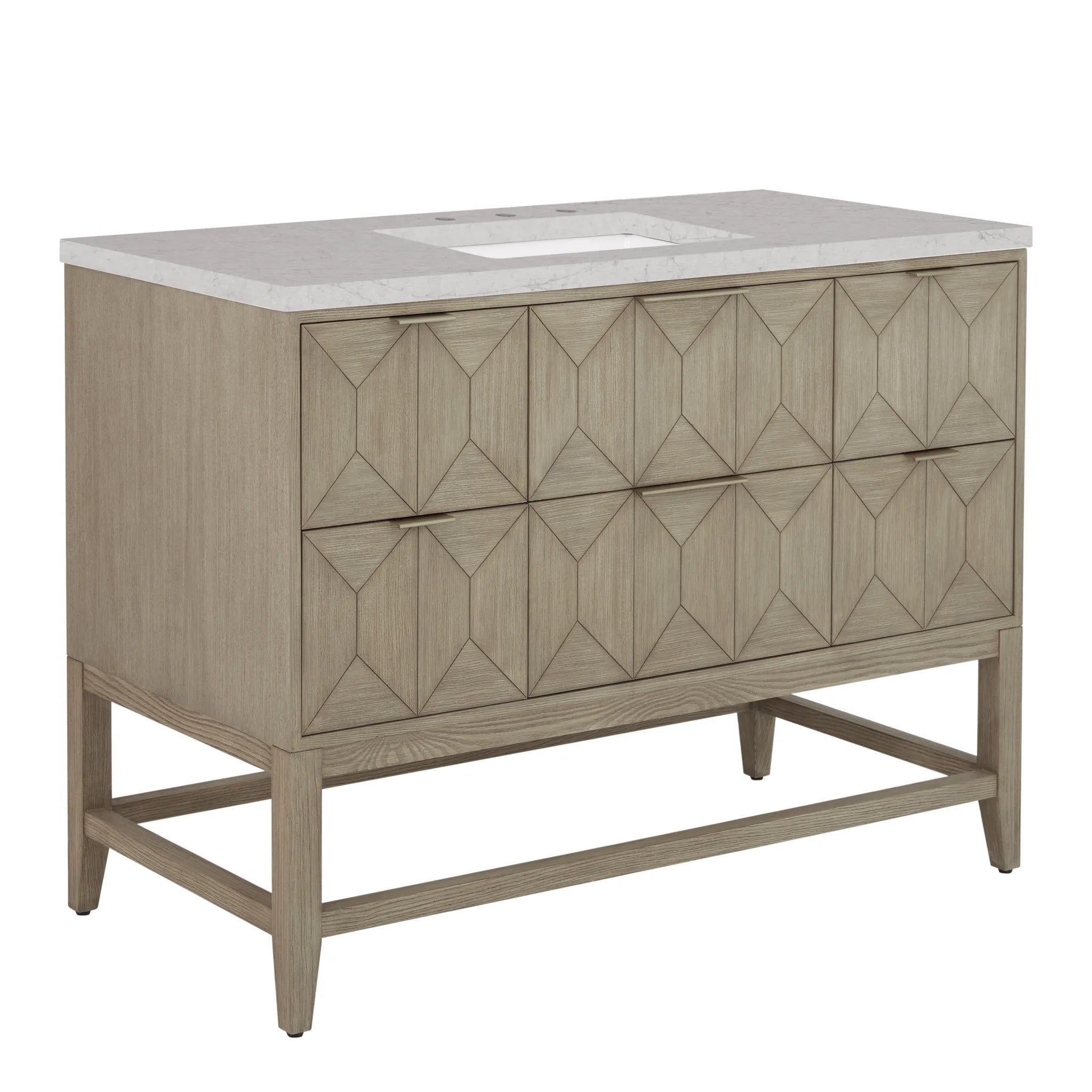 48" Emmeline Single Vanity in Pebble Oak-Eternal Jasmine Pearl Silestone-8" Widespread image 8