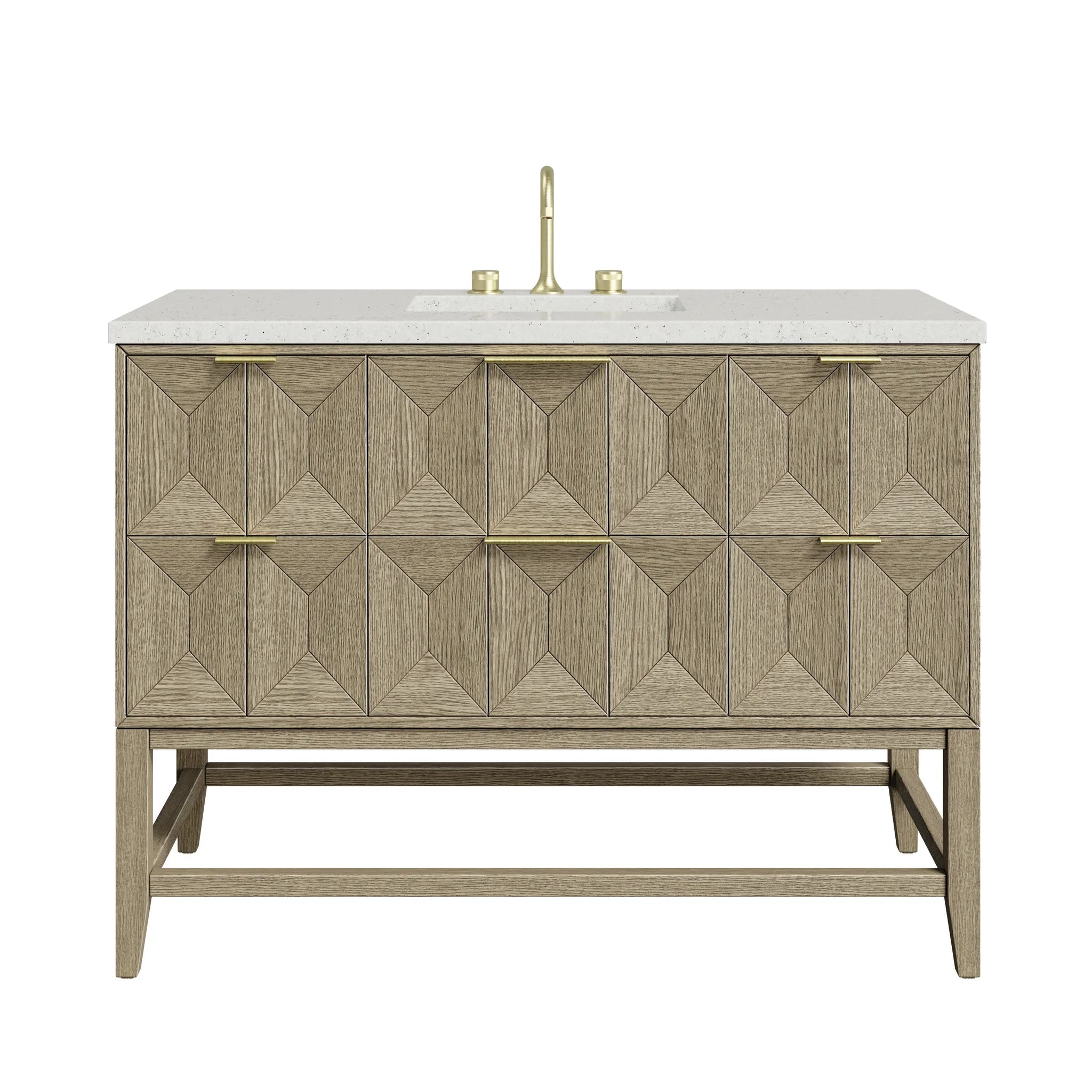 48" Emmeline Single Vanity in Pebble Oak-Lime Delight Silestone-8" Widespread image